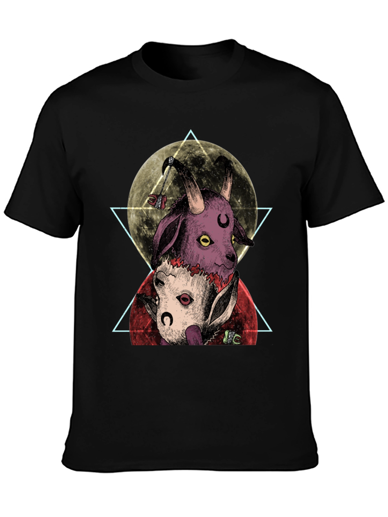 Black Occult Goat Tee: Moonlit Baphomet Design view 3