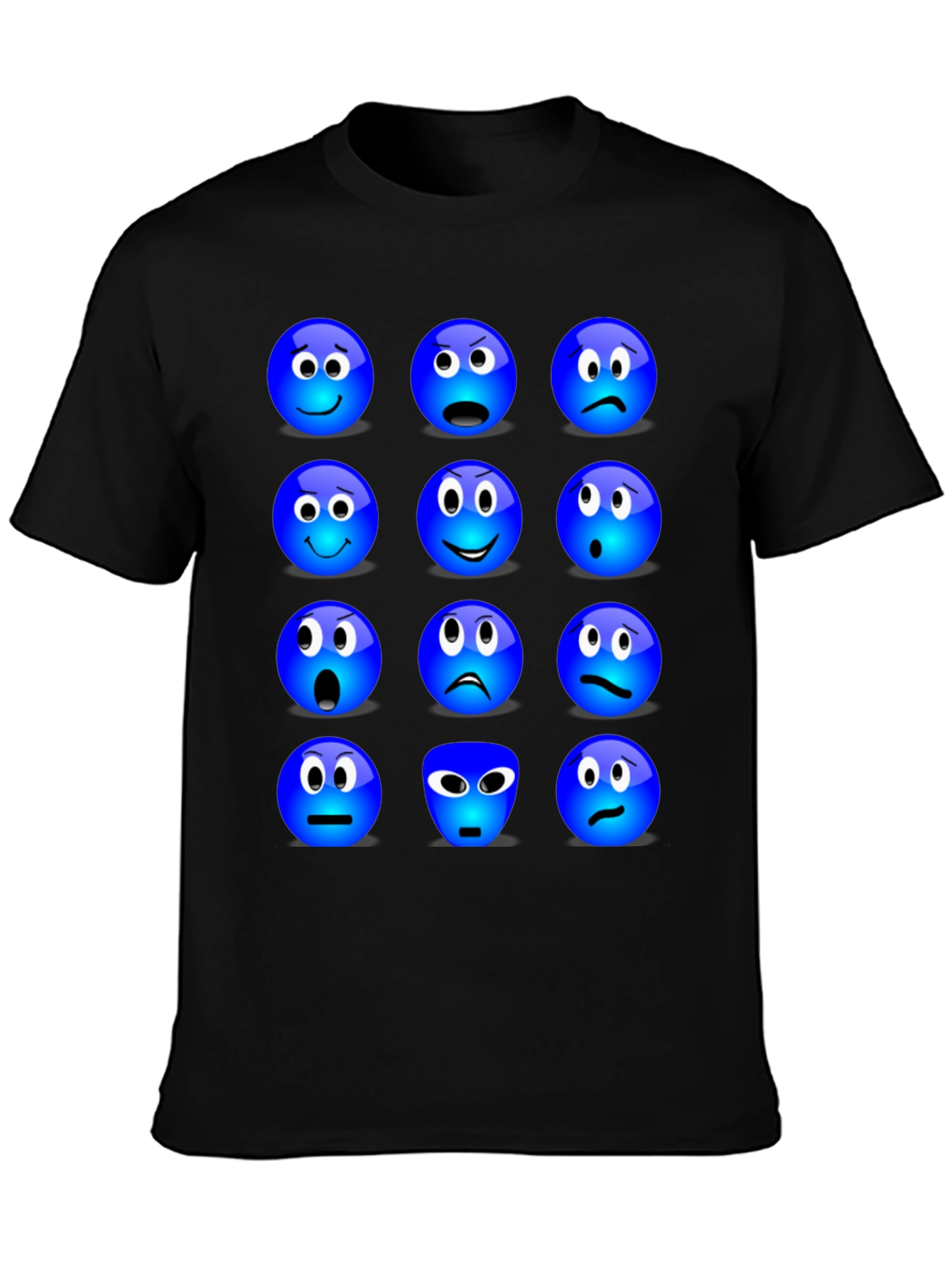 Black Emoji Expressions Graphic T-Shirt view 3