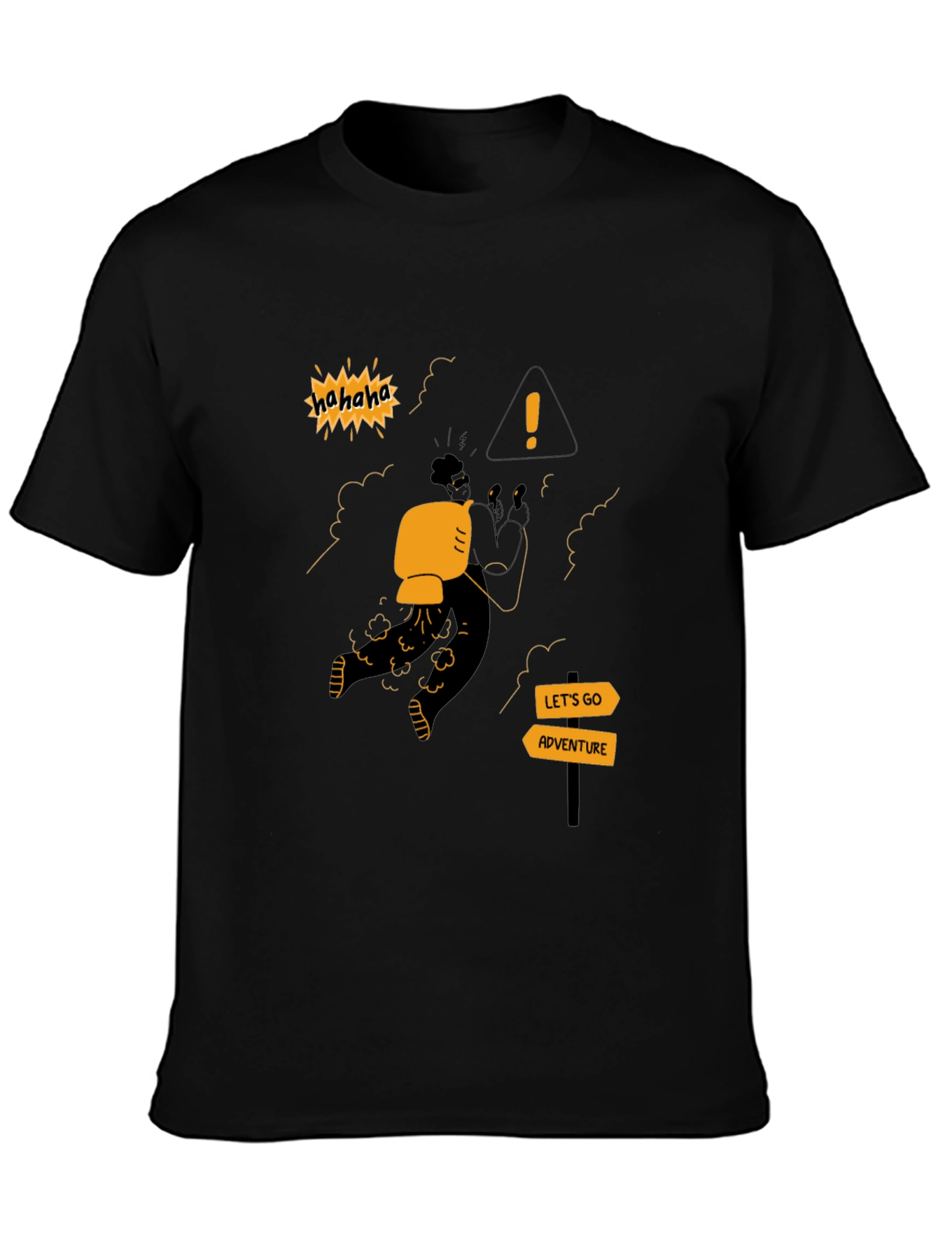 Black Adventure Seeker T-Shirt - Humorous Graphic Tee view 3