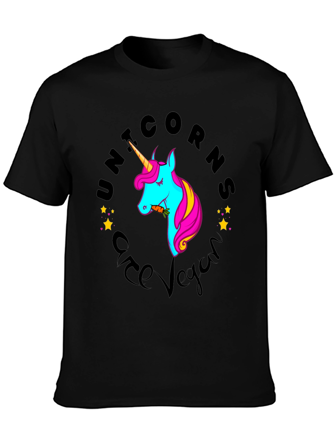 Black Unicorns Are Vegan Black T-Shirt view 3
