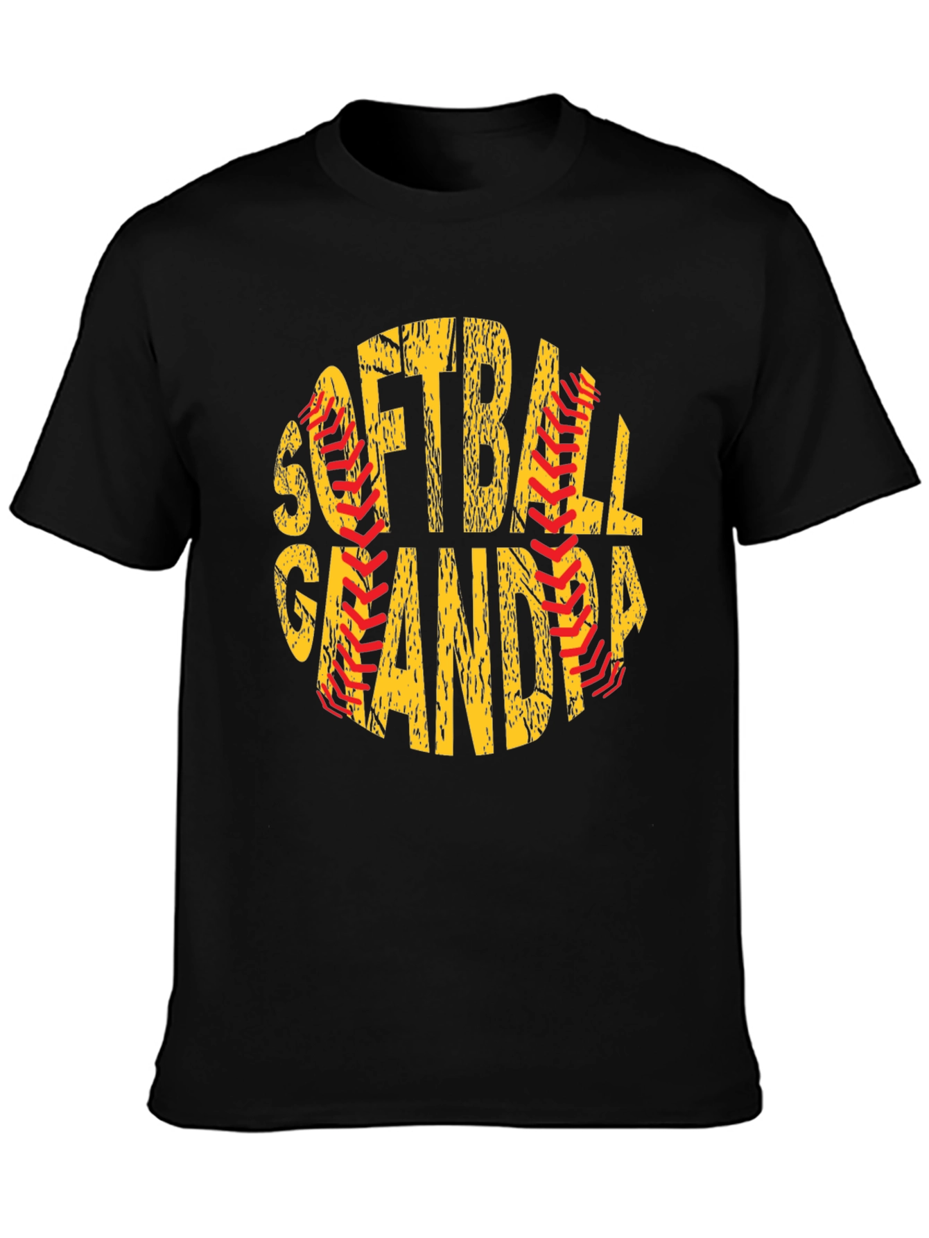 Black Softball Grandpa T-Shirt - Baseball Lover Gift view 3