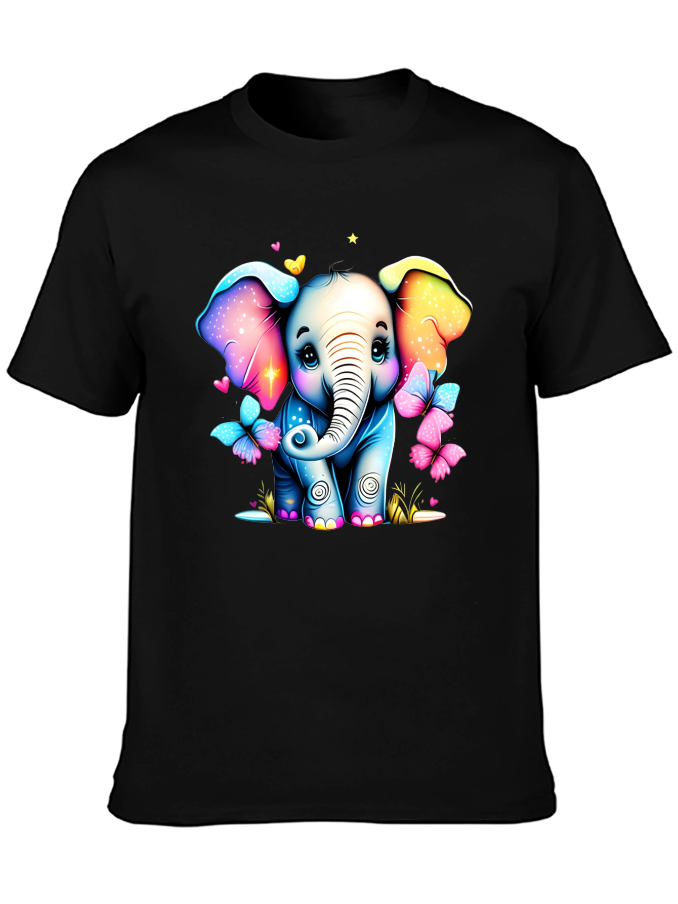 Black Cute Elephant T-Shirt view 3
