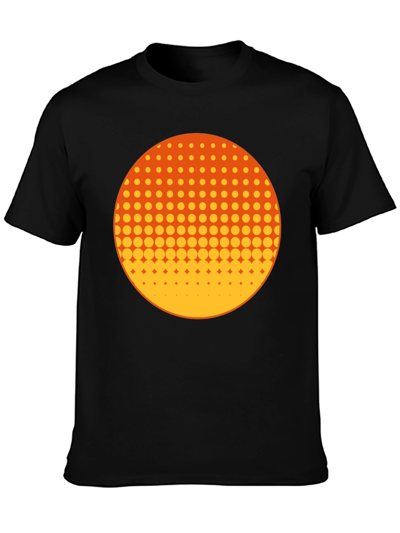 Black Retro Halftone Circle Graphic Tee - Black view 3