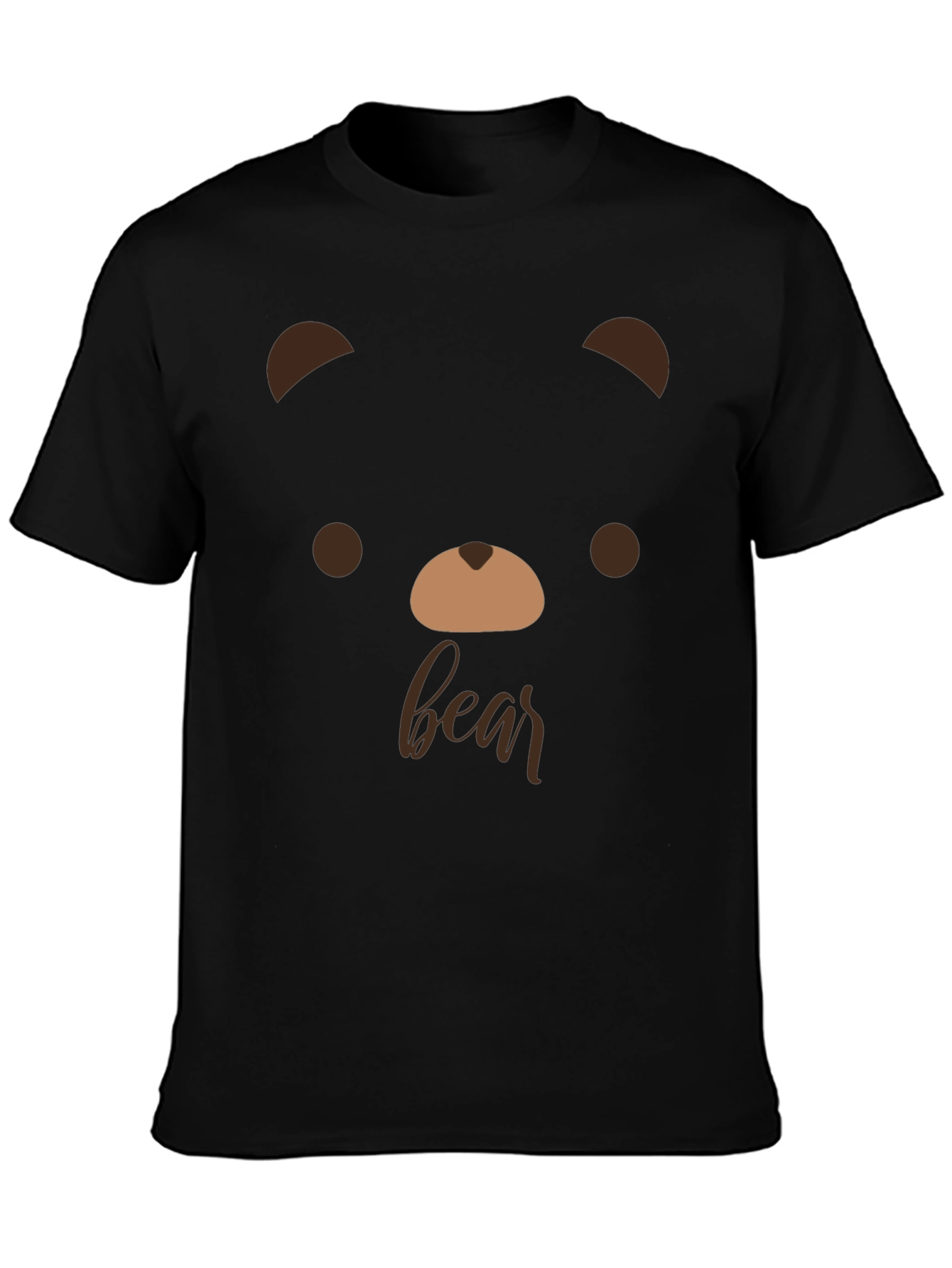 Black Cute Bear Face Graphic Tee - Soft Cotton T-Shirt view 3