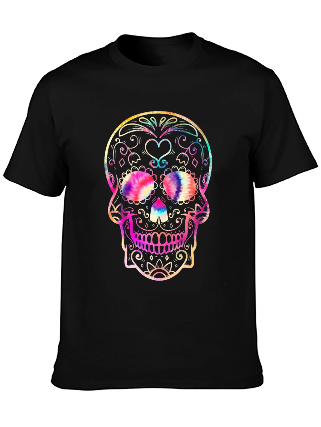 Black Sugar Skull Graphic Tee - Black Cotton Blend view 3