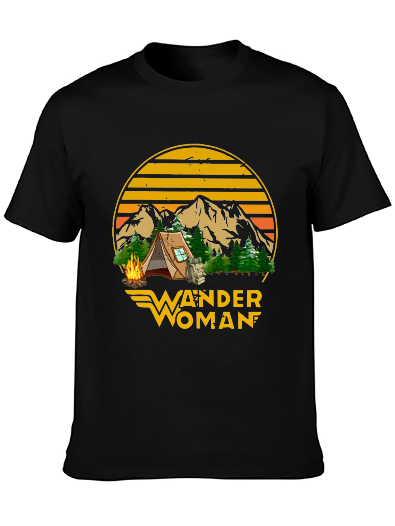 Black Wander Woman Camping Graphic Tee - Black view 3