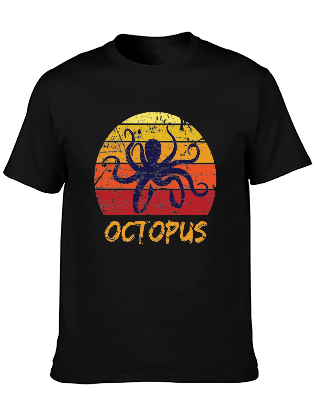 Black Retro Octopus Graphic T-Shirt view 3