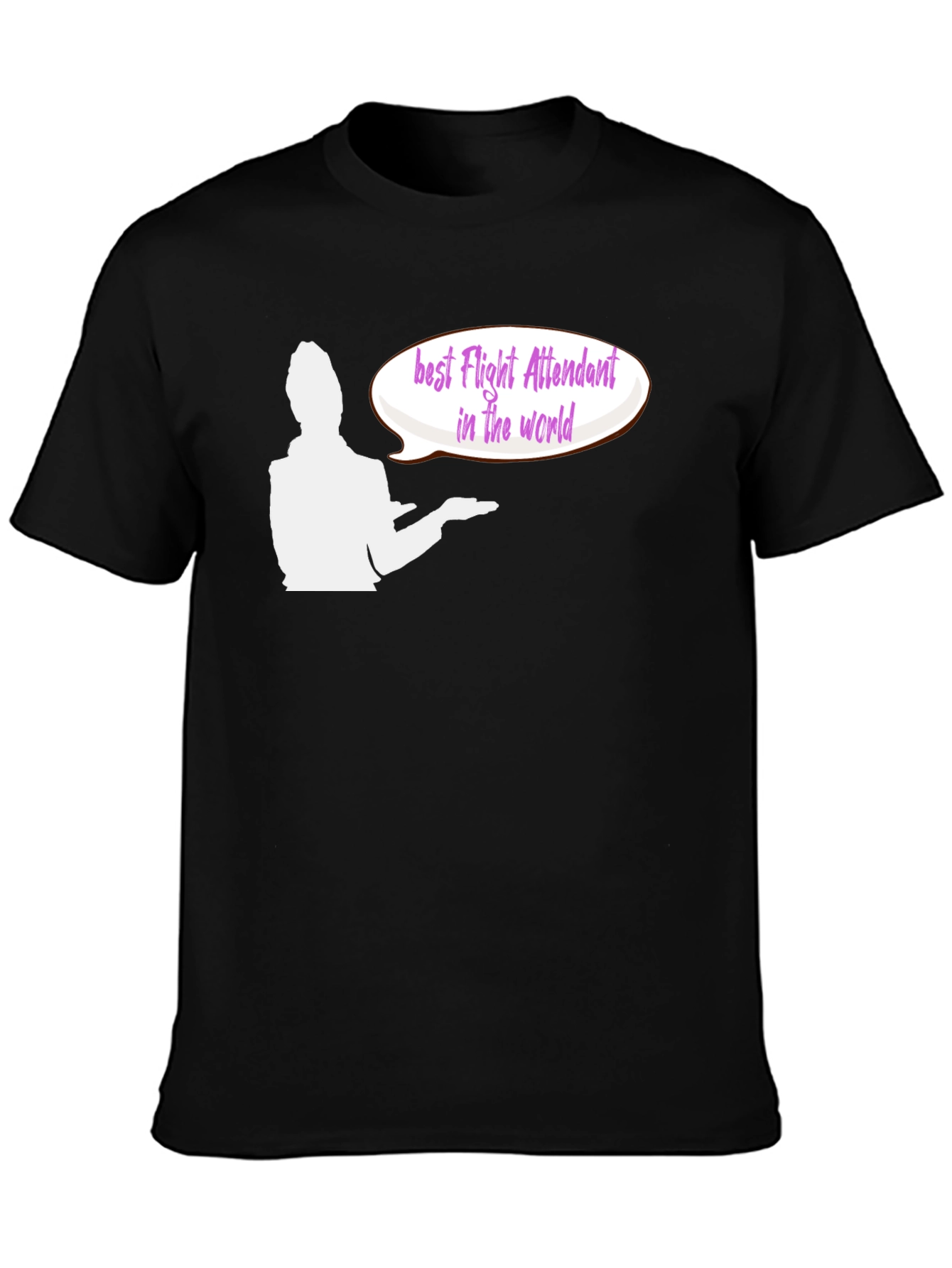 Black Best Flight Attendant T-Shirt - Black Crew Neck Tee view 3
