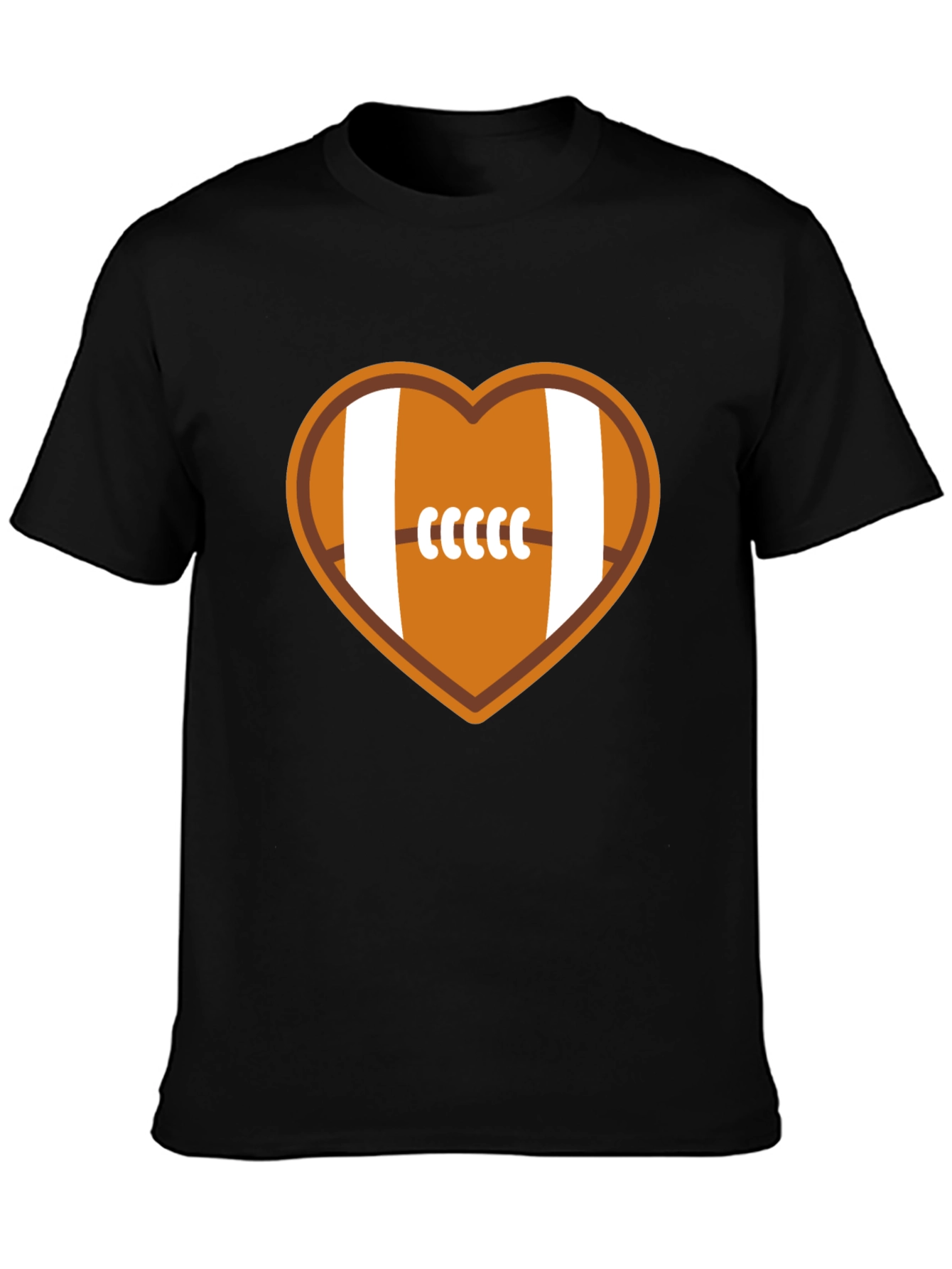 Black Football Heart Graphic Tee - Soft Cotton Blend view 3
