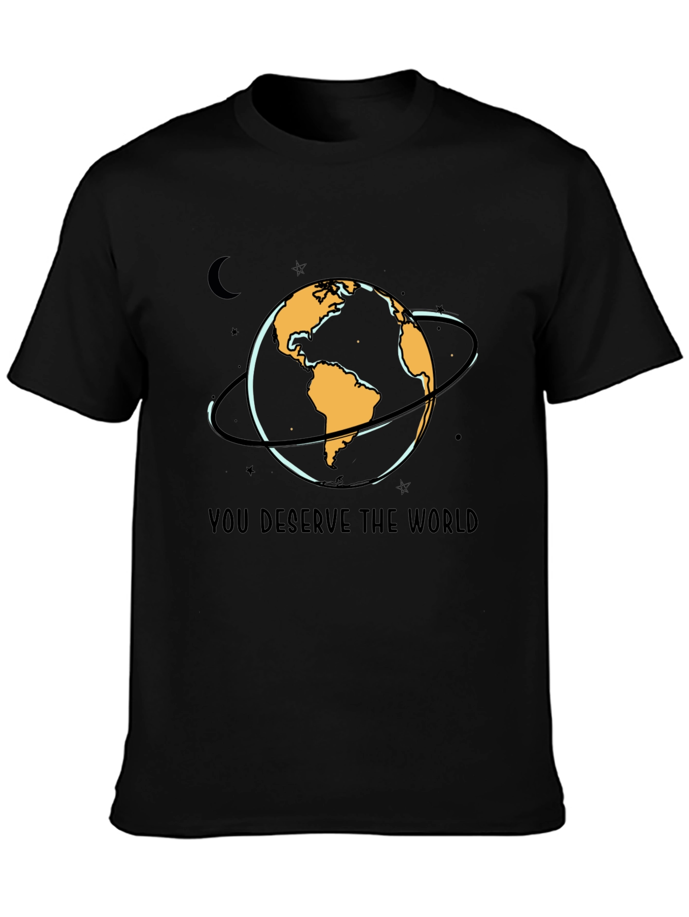 Black You Deserve the World Black Graphic Tee view 3