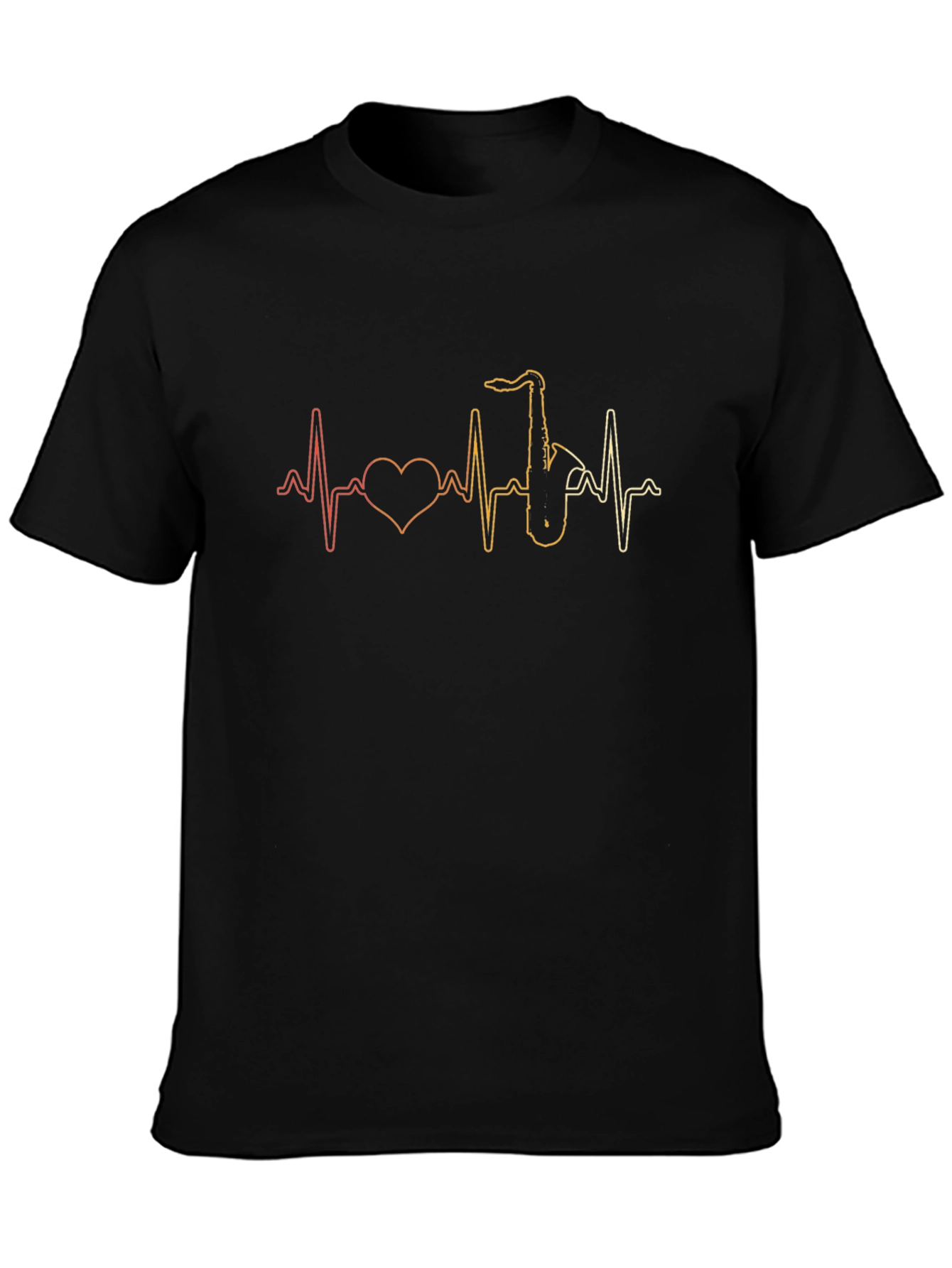 Black Saxophone Heartbeat T-Shirt: Music Lover Tee view 3