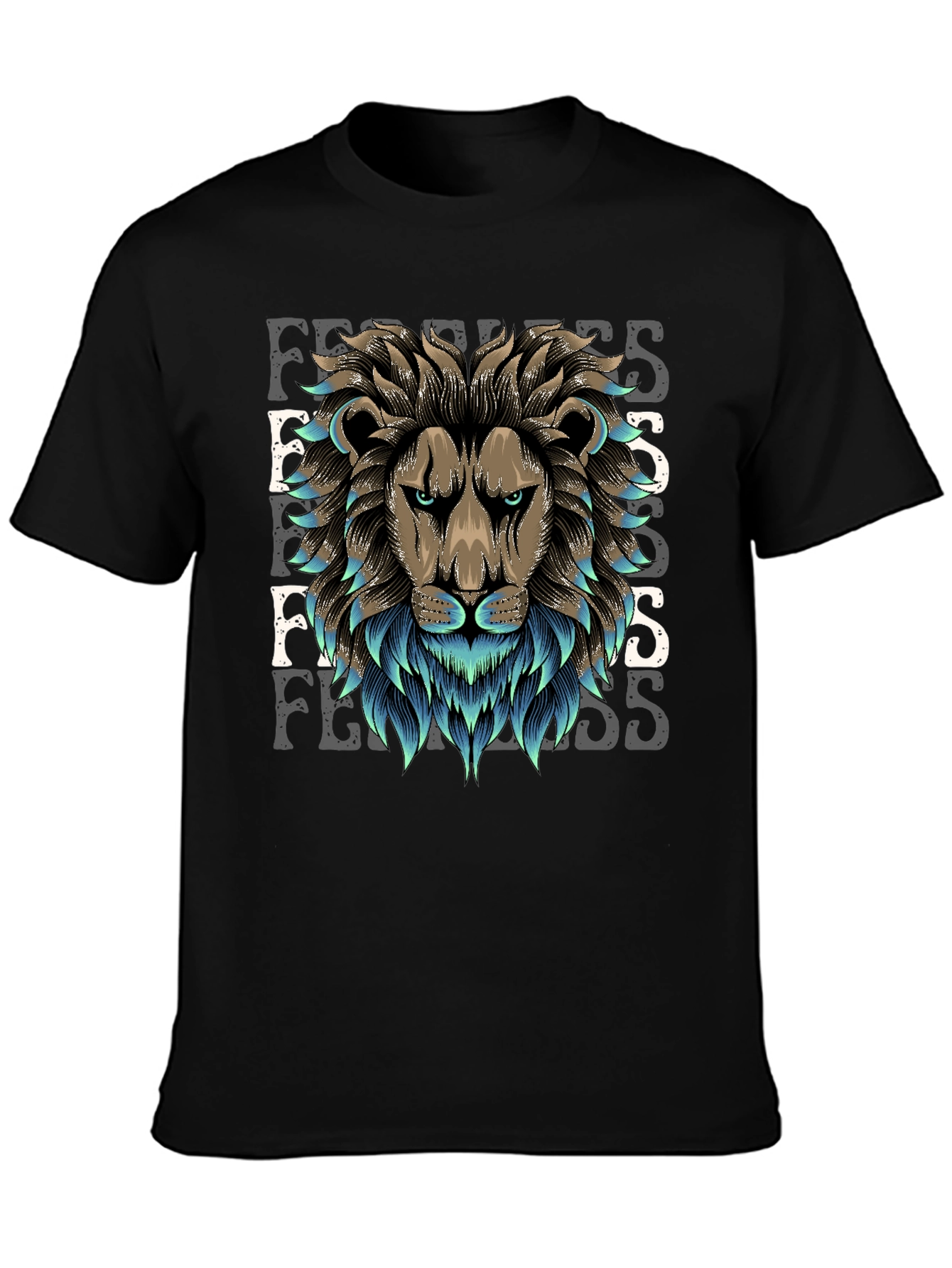 Black Fearless Lion Graphic Tee view 3
