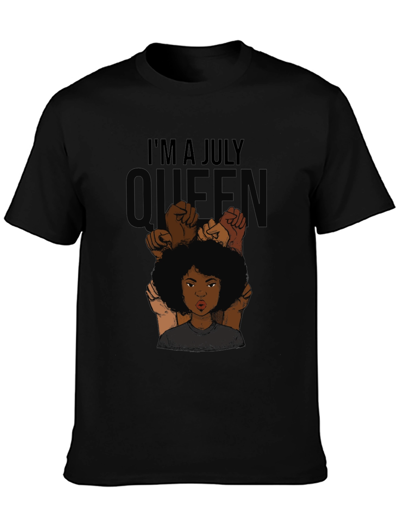Black I'm a July Queen Black T-Shirt view 3
