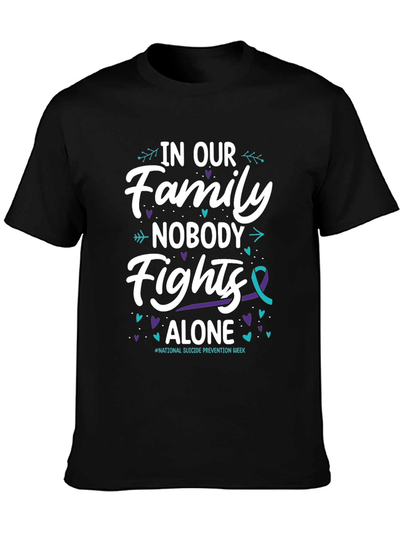 Black In Our Family Nobody Fights Alone T-Shirt view 3