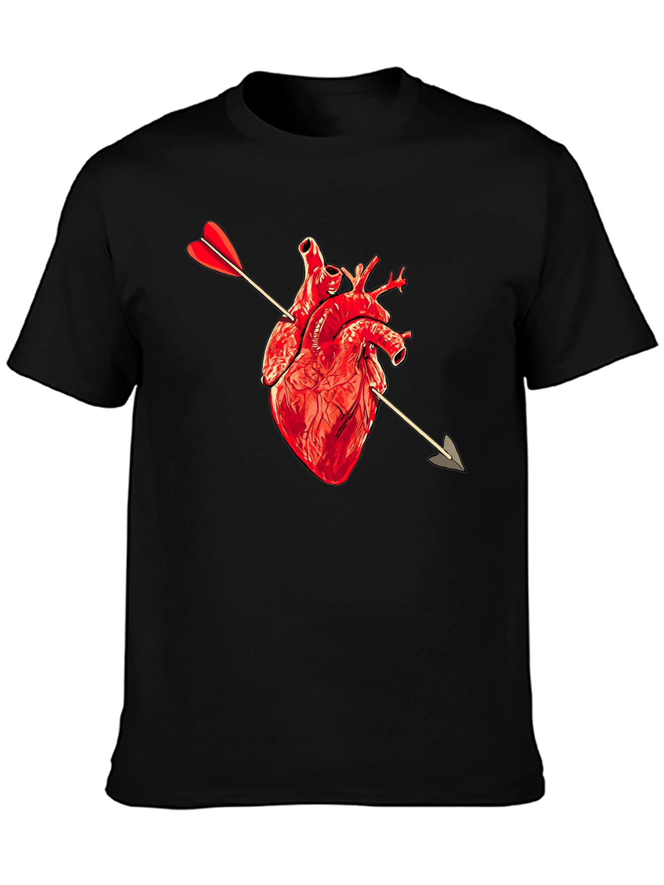 Black Anatomical Heart Arrow T-Shirt view 3