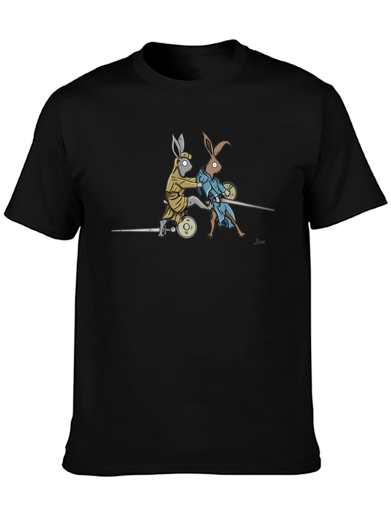 Black Fencing Rabbits Graphic Tee - Unique Design view 3