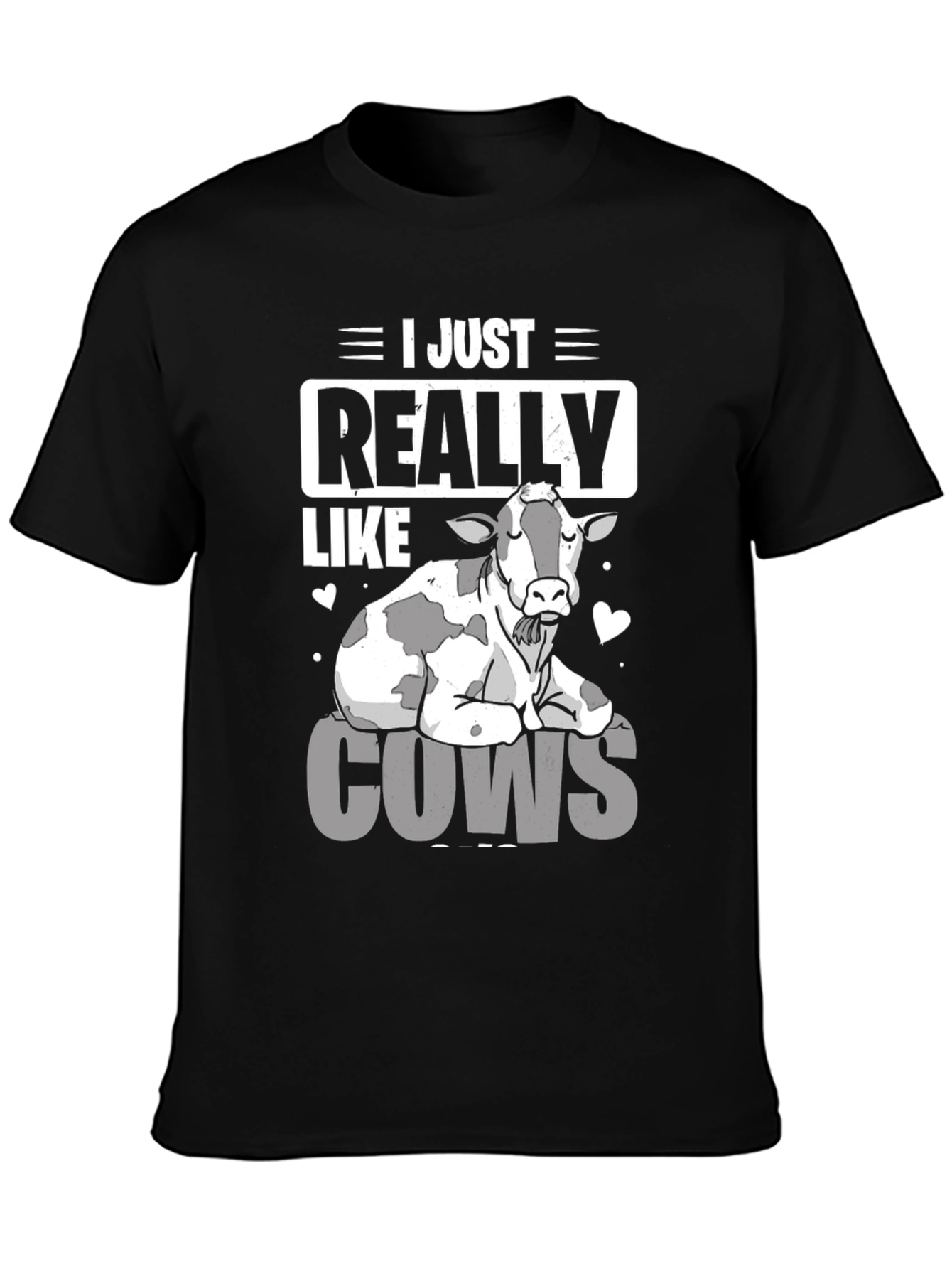 Black I Just Really Like Cows T-Shirt - Funny Animal Lover Tee view 3