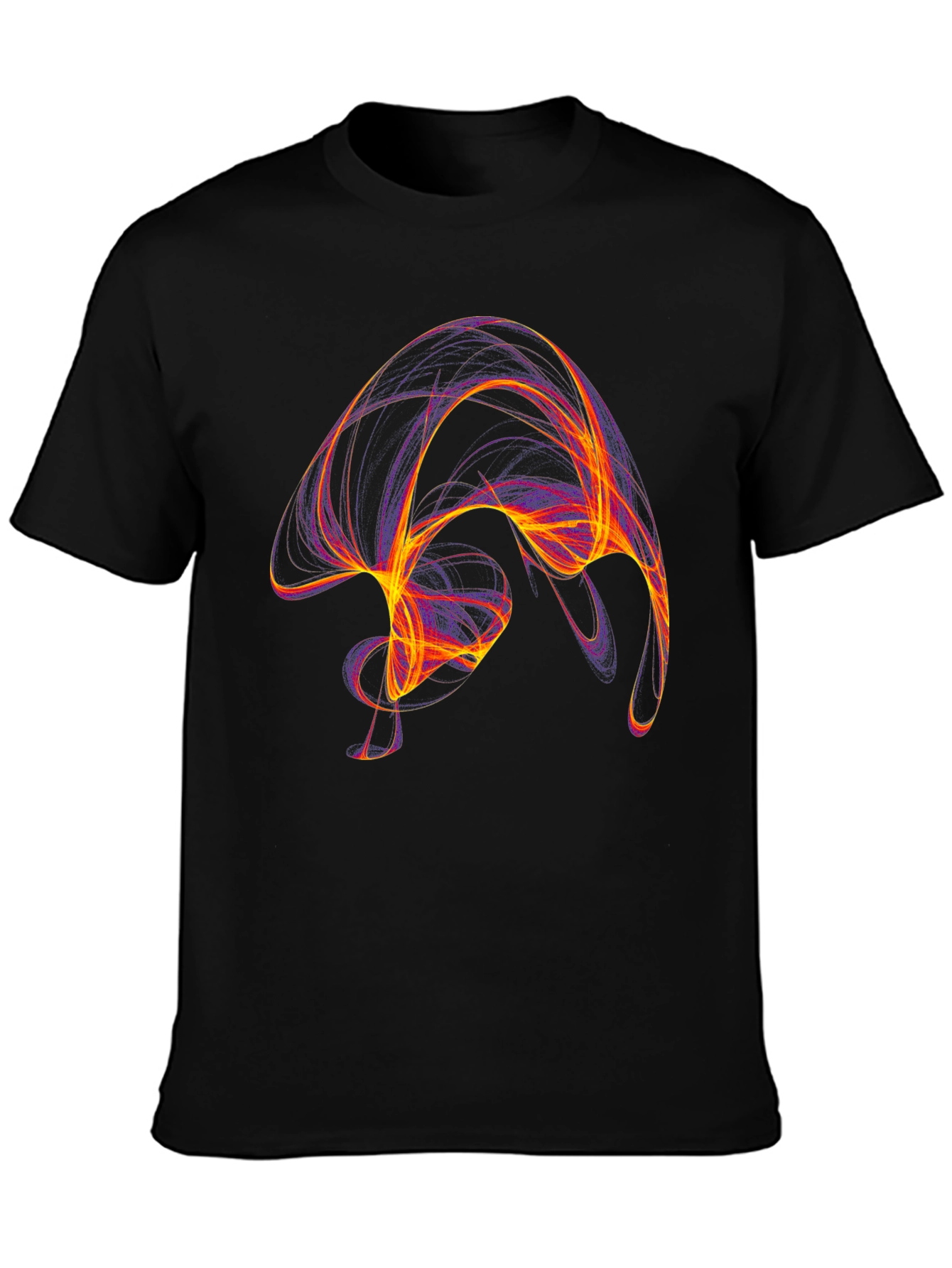 Black Abstract Swirl Graphic Black T-Shirt view 3