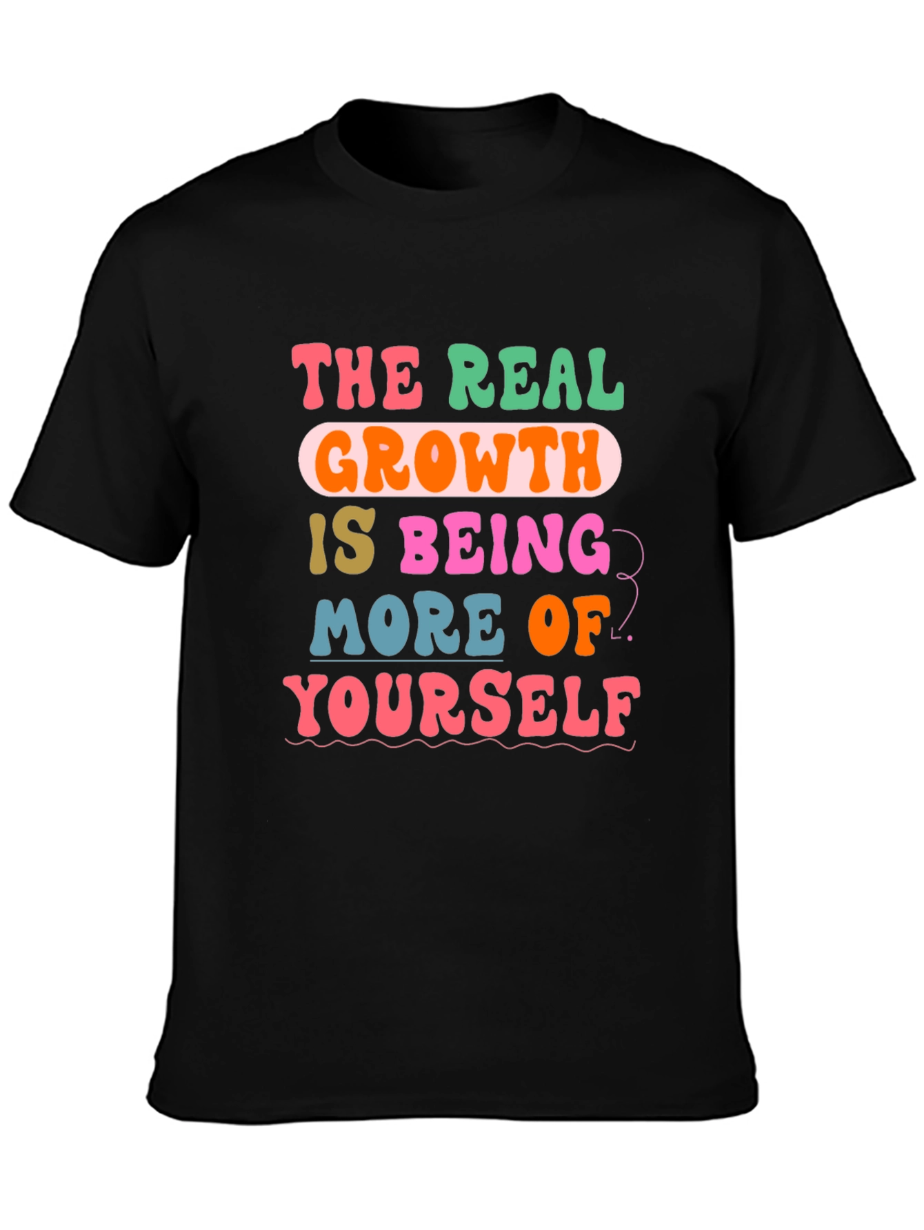 Black The Real Growth Retro Graphic T-Shirt view 3
