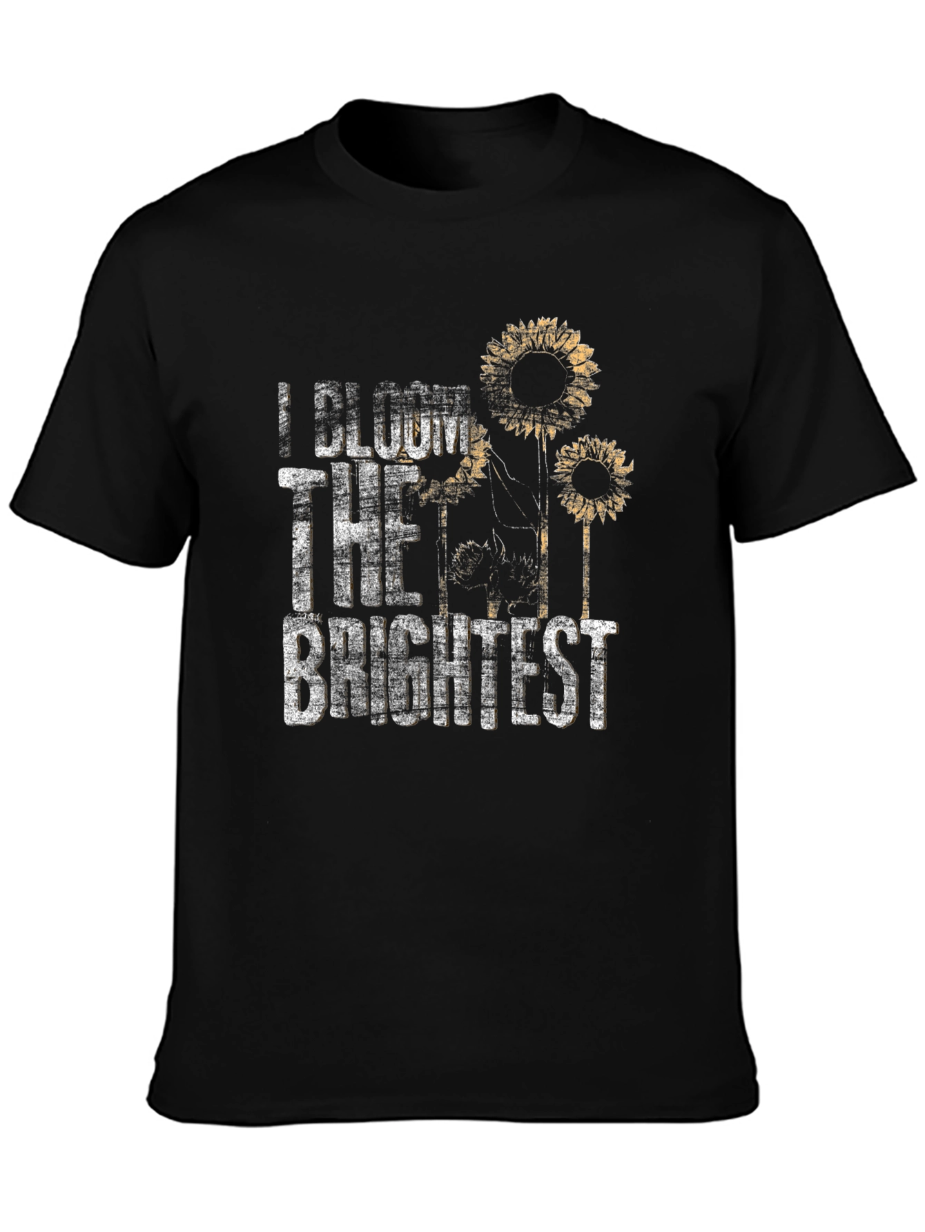 Black I Bloom the Brightest Sunflower Graphic T-Shirt view 3