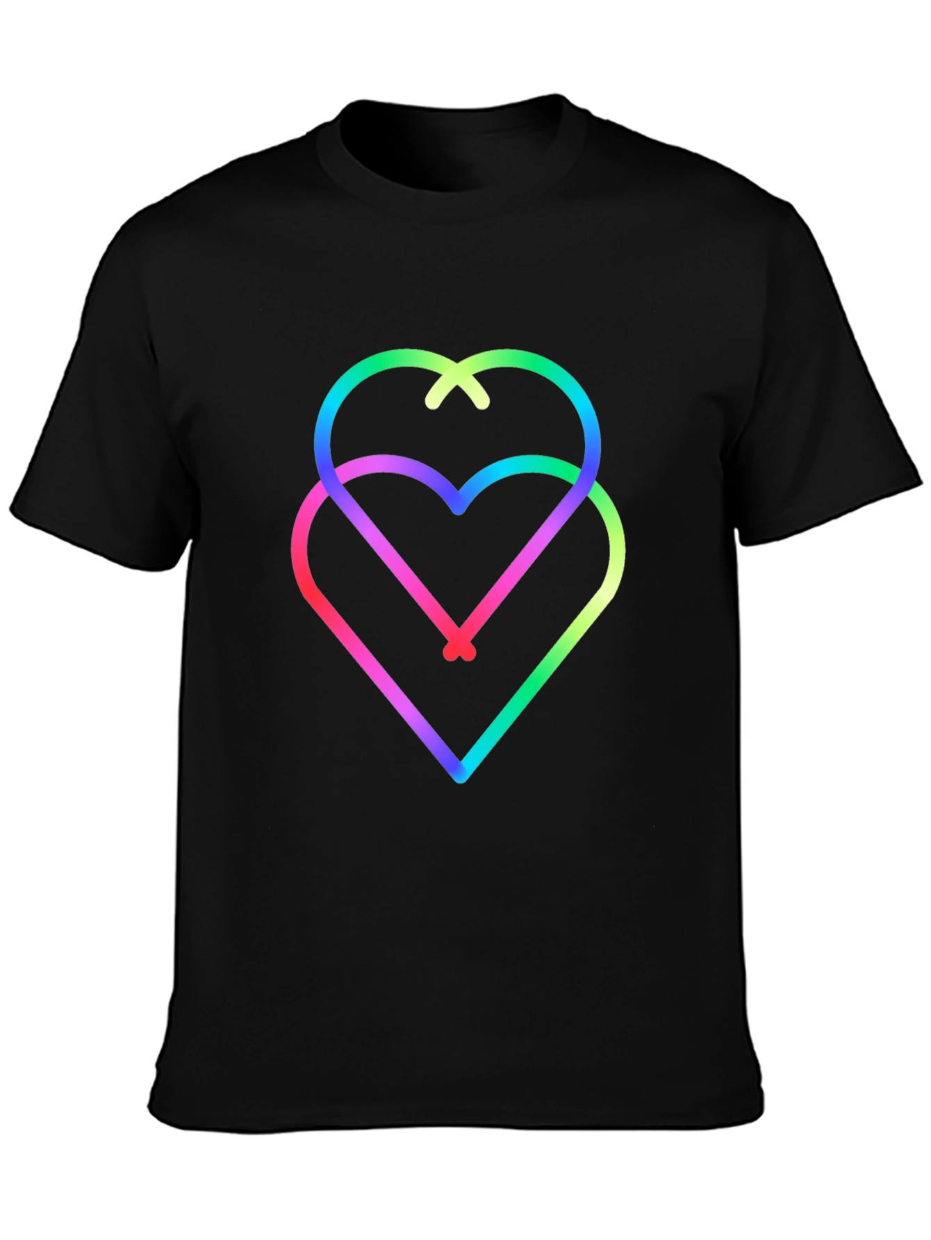 Black Rainbow Hearts Black Tee - Unique Graphic Design view 3