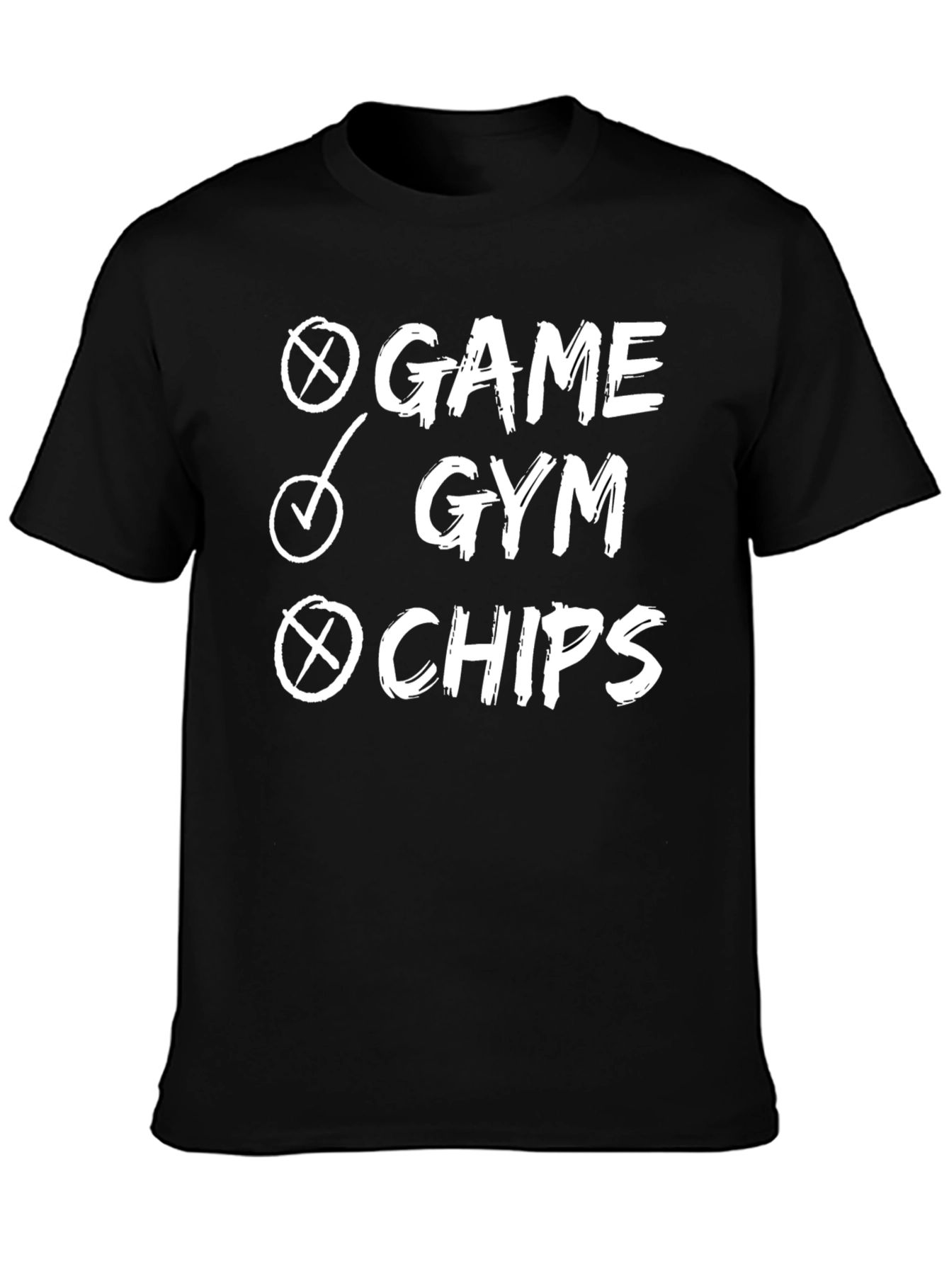 Black Game Gym Chips T-Shirt - Men's Funny Workout Tee view 3