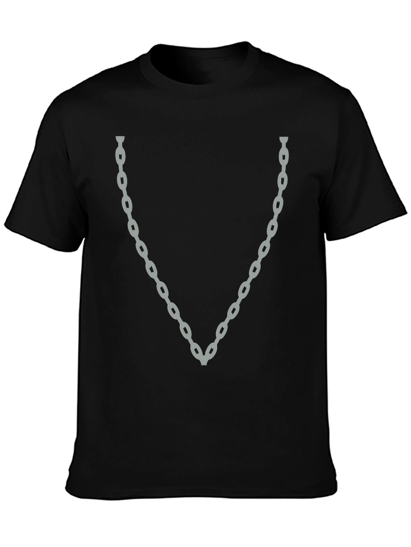 Black Chain Graphic Tee - Black Cotton Crew Neck T-Shirt view 3