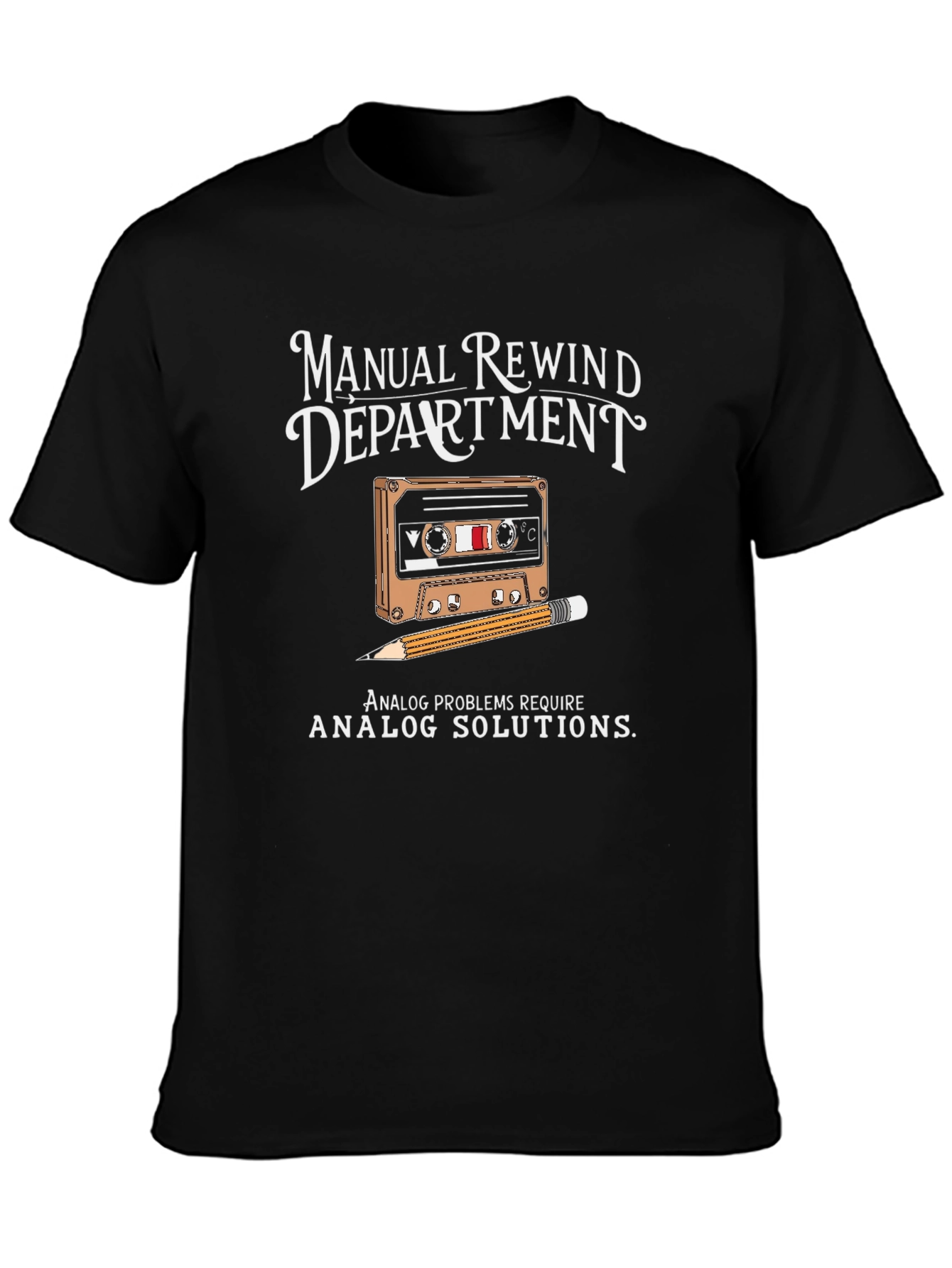 Black Manual Rewind Department T-Shirt view 3