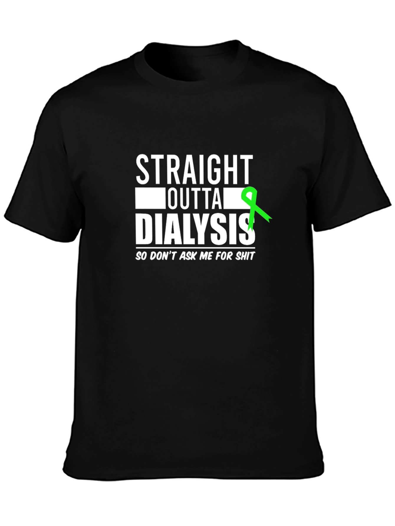 Black Straight Outta Dialysis Graphic Tee - Funny Kidney Disease Awareness view 3