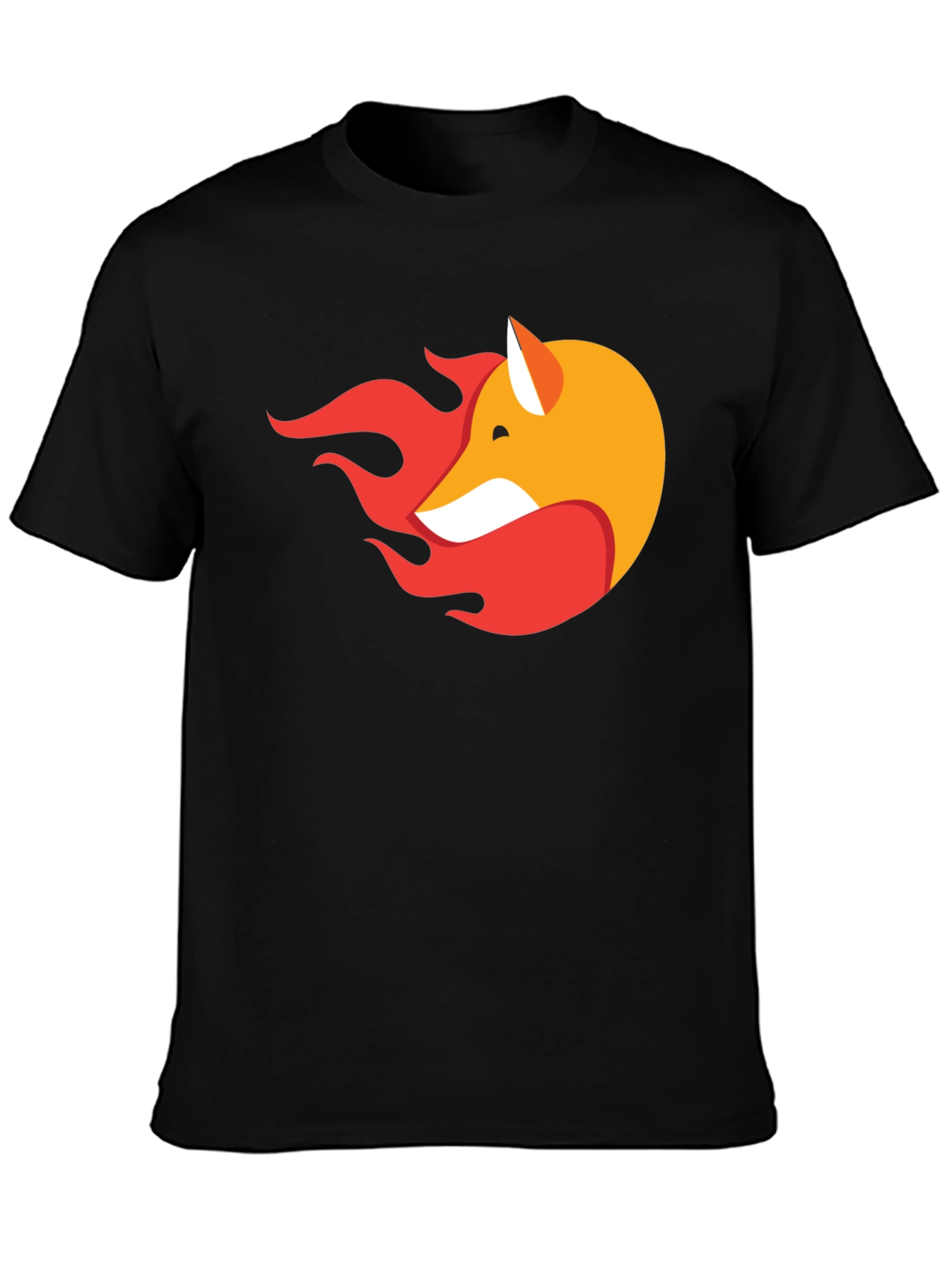 Black Stylish Black T-Shirt with Fox & Flame Graphic view 3