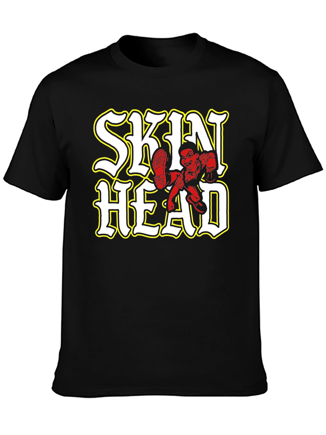 Black Skinhead Graphic Black T-Shirt view 3
