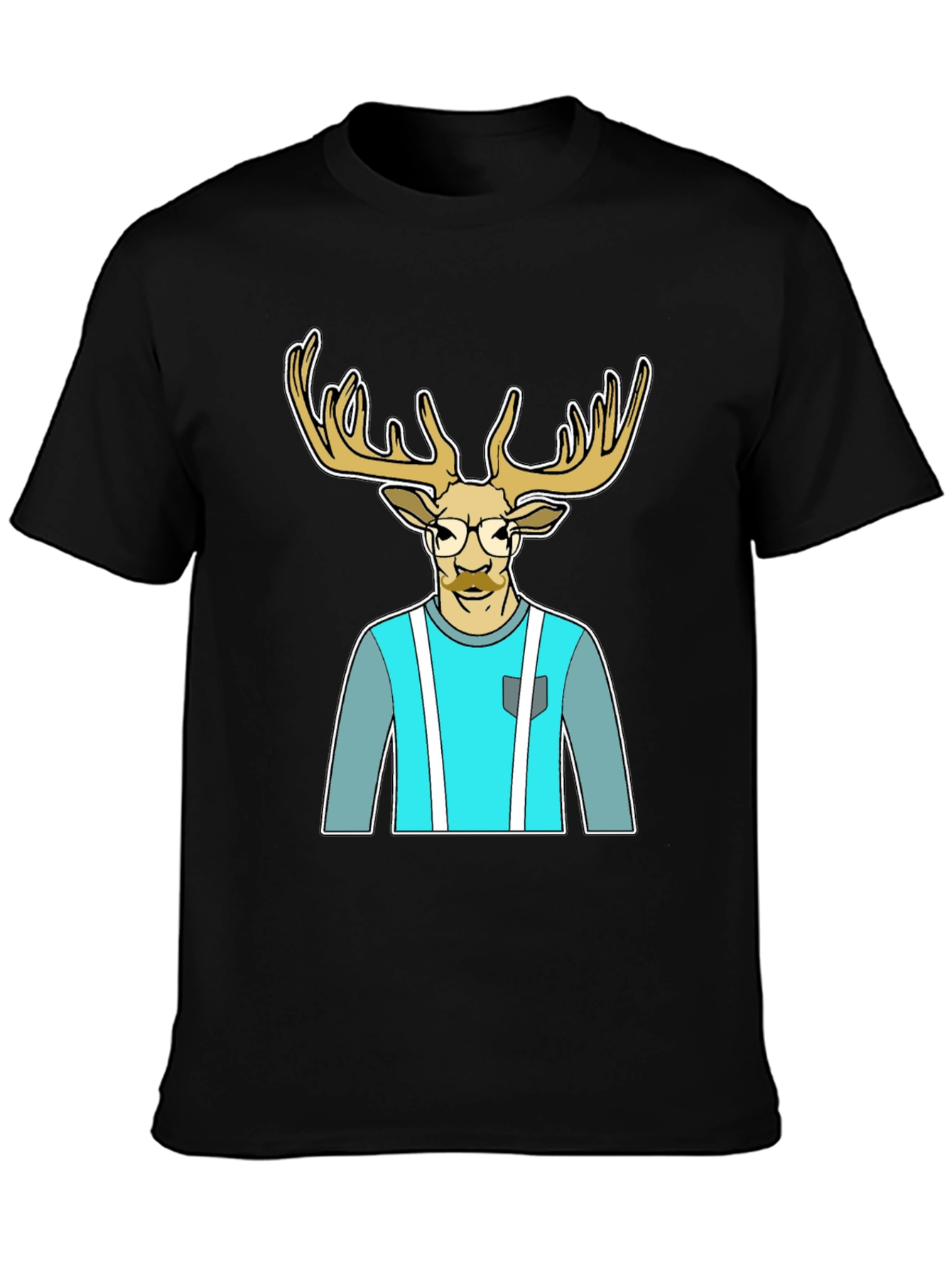 Black Stylish Deer Graphic Tee view 3