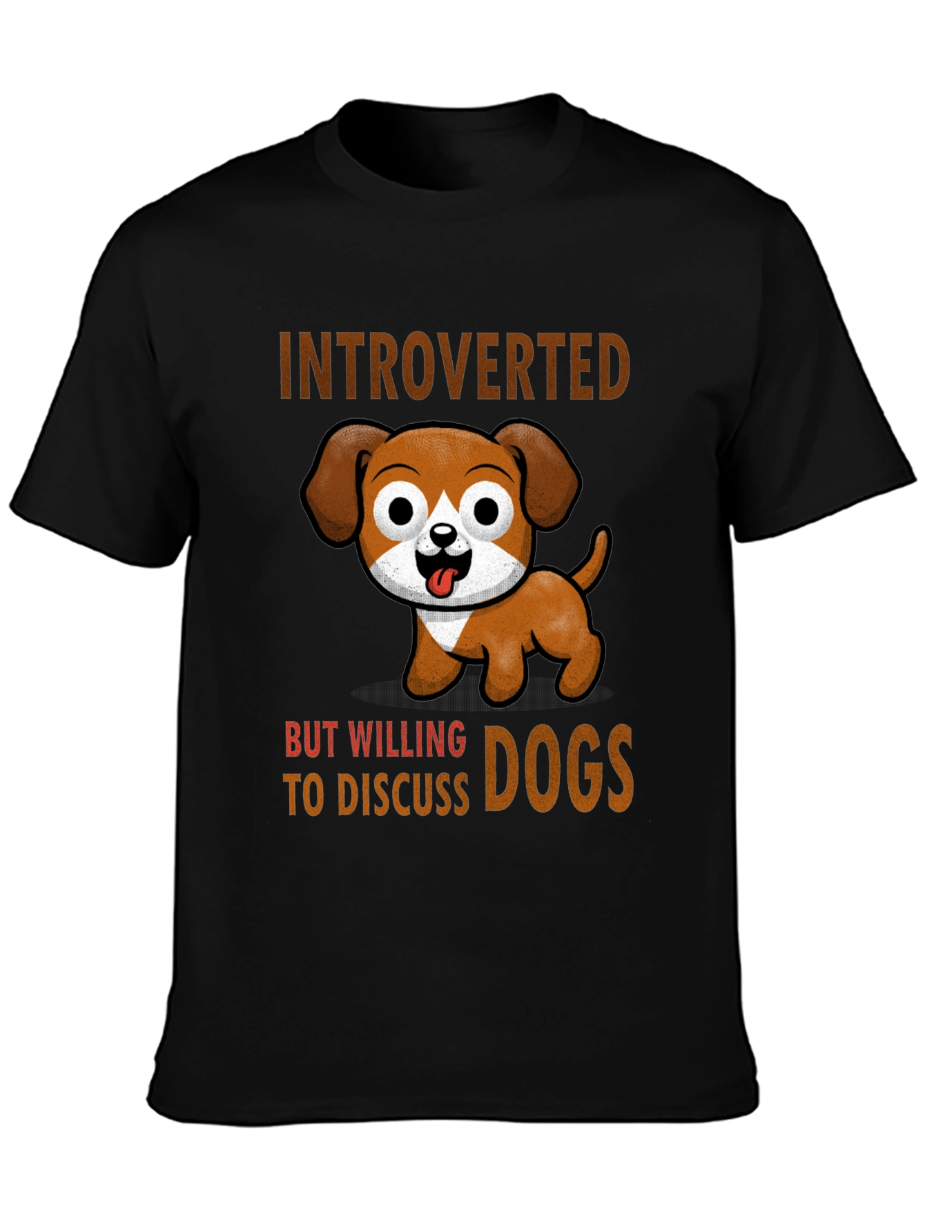 Black Introverted But Willing to Discuss Dogs T-Shirt view 3