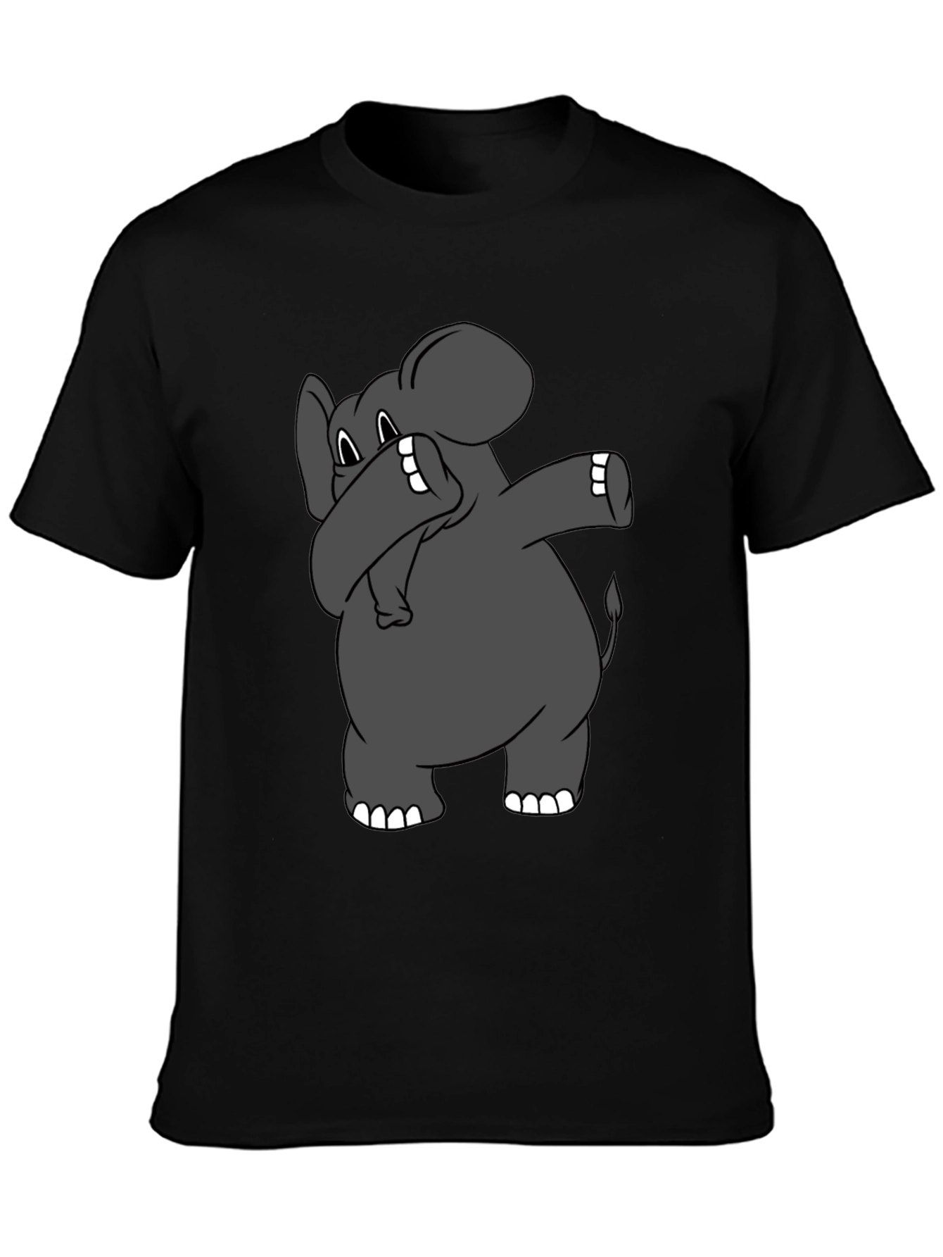 Black Dabbing Elephant Graphic T-Shirt - Black Cotton Tee view 3