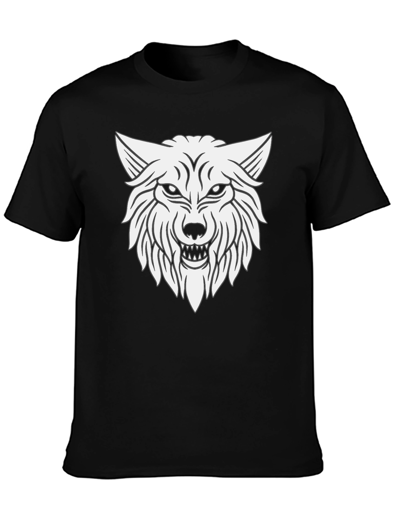 Black Wolf Graphic T-Shirt - Black Cotton Tee view 3