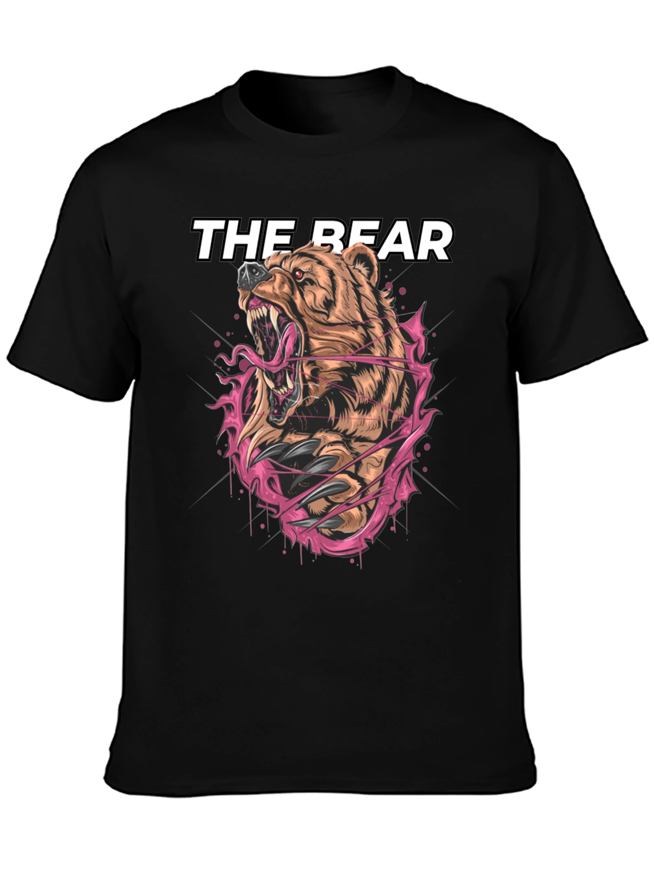 Black The Bear Graphic Print Black T-Shirt view 3