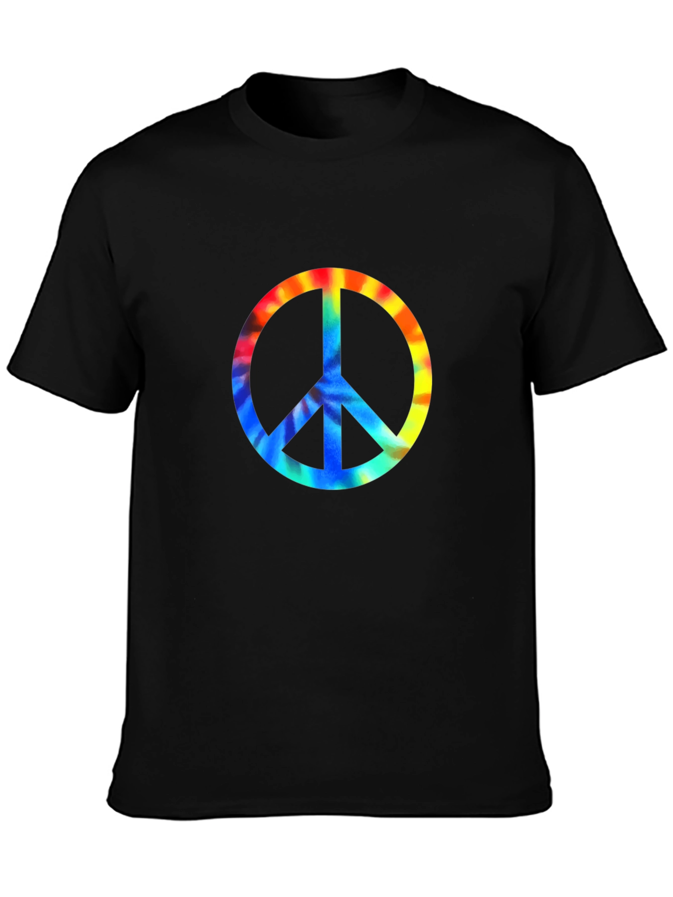 Black Peace Sign Tie-Dye Graphic Tee - Black view 3