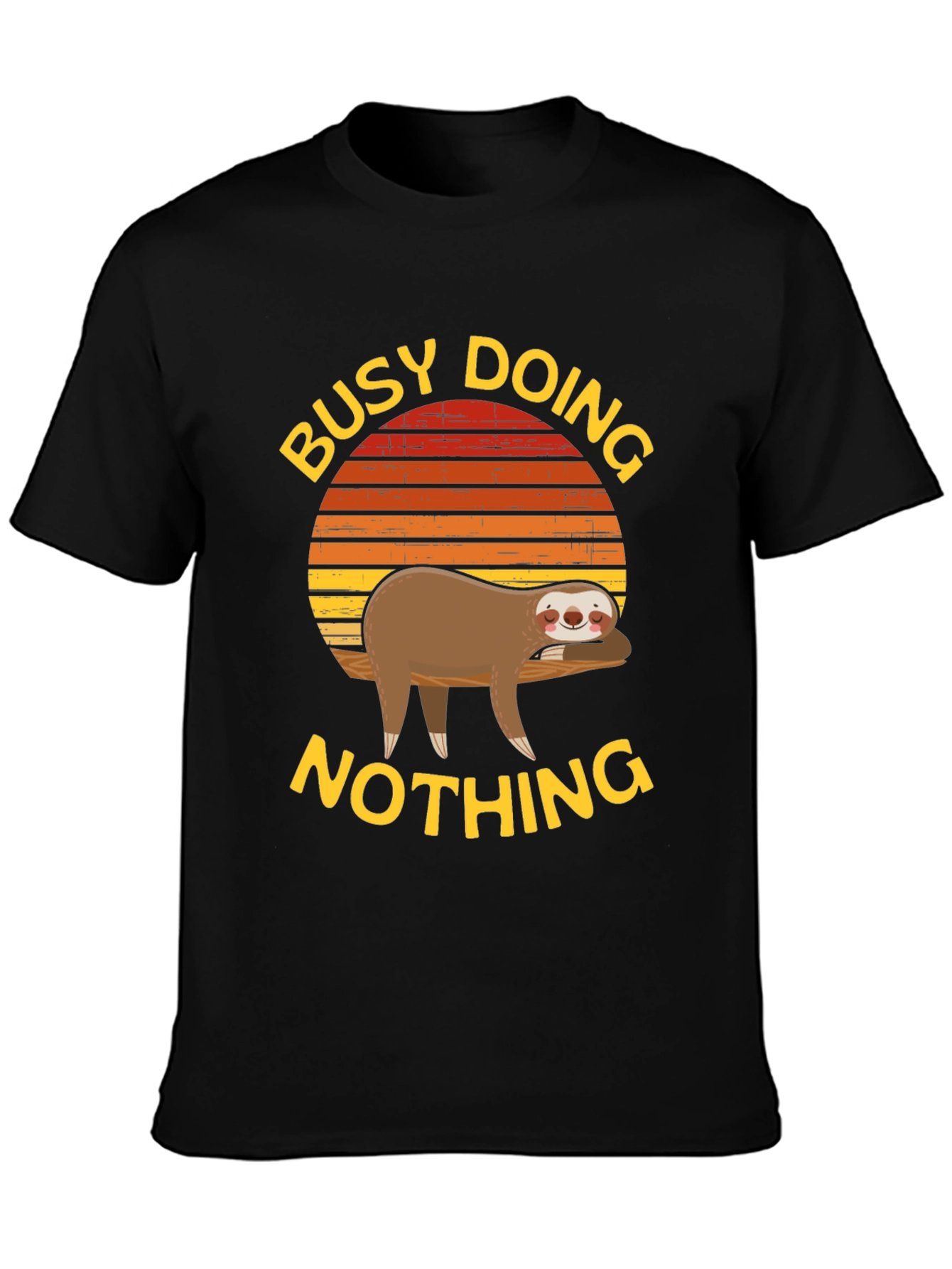 Black Busy Doing Nothing Sloth Graphic Tee view 3
