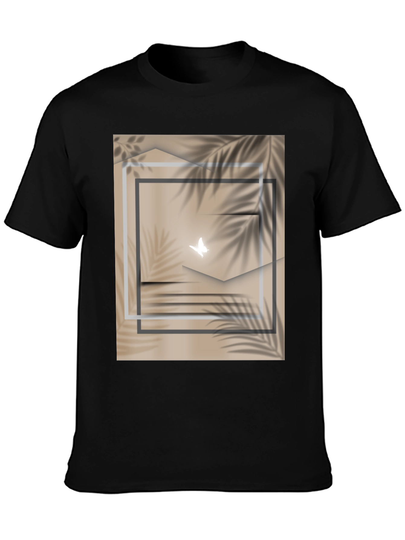 Black Abstract Butterfly Graphic Tee - Stylish Casual Wear view 3