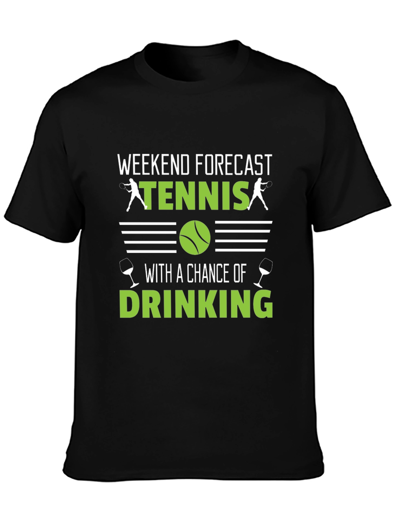 Black Weekend Tennis & Drinking T-Shirt - Funny Forecast Tee view 3