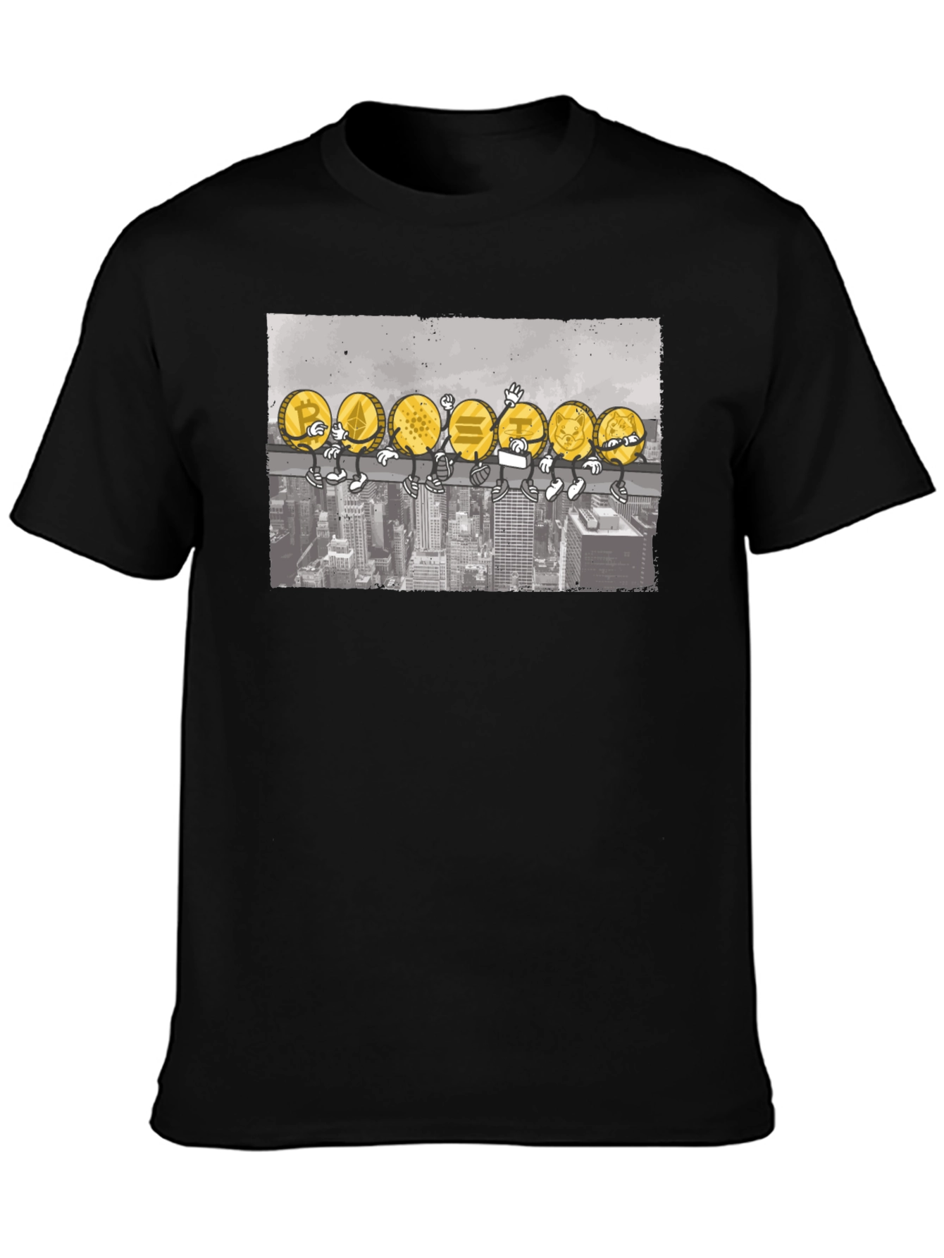 Black Crypto Coins T-Shirt - Cartoon Character Design view 3
