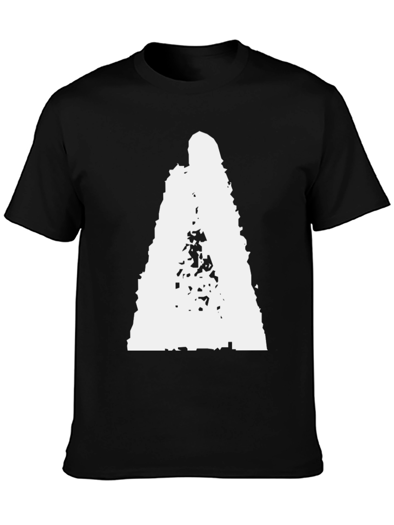 Black Black T-Shirt with Abstract White Figure Print view 3