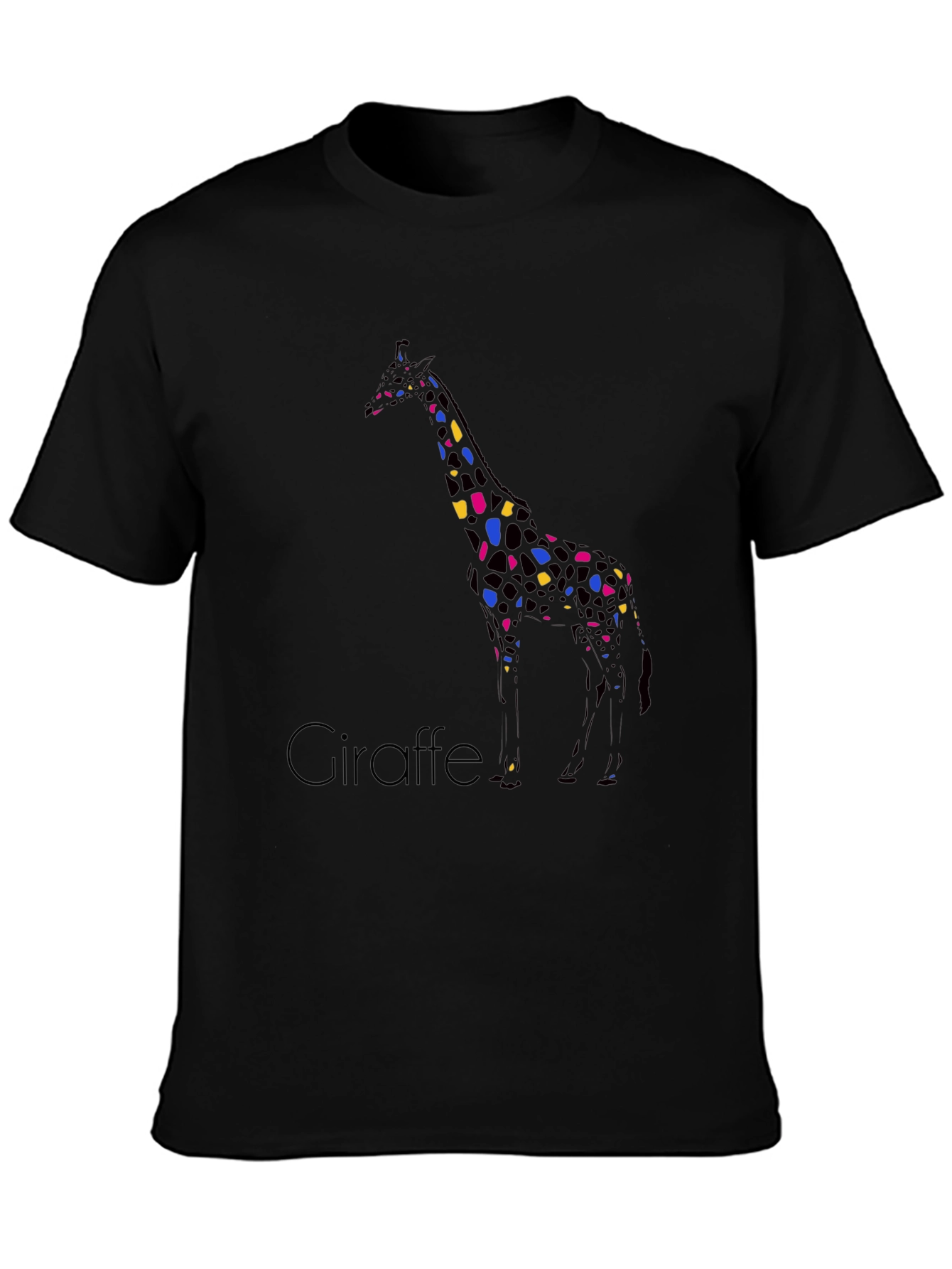 Black Giraffe Print Crew Neck T-Shirt view 3