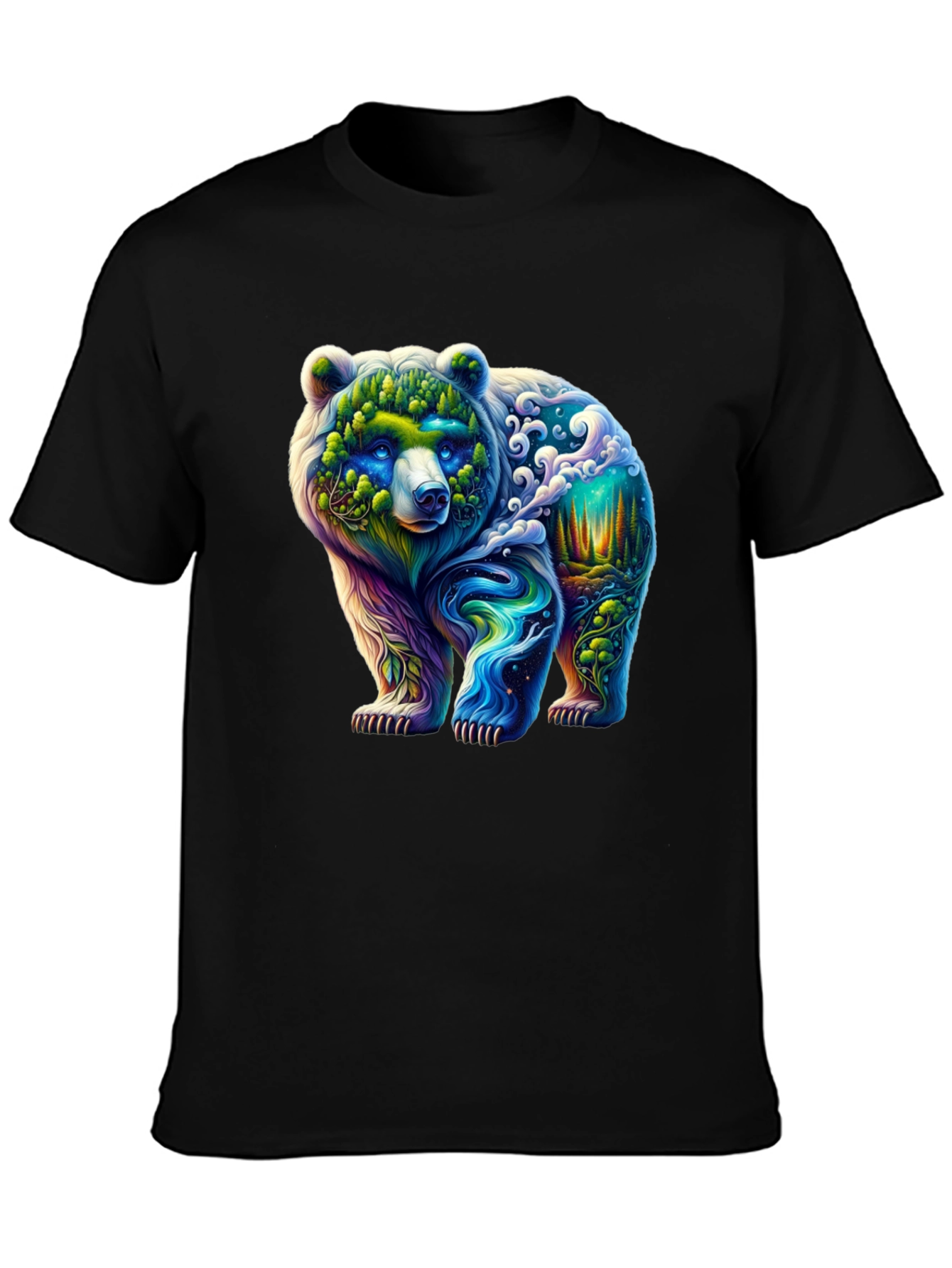 Black Nature Bear Graphic Tee - Black view 3