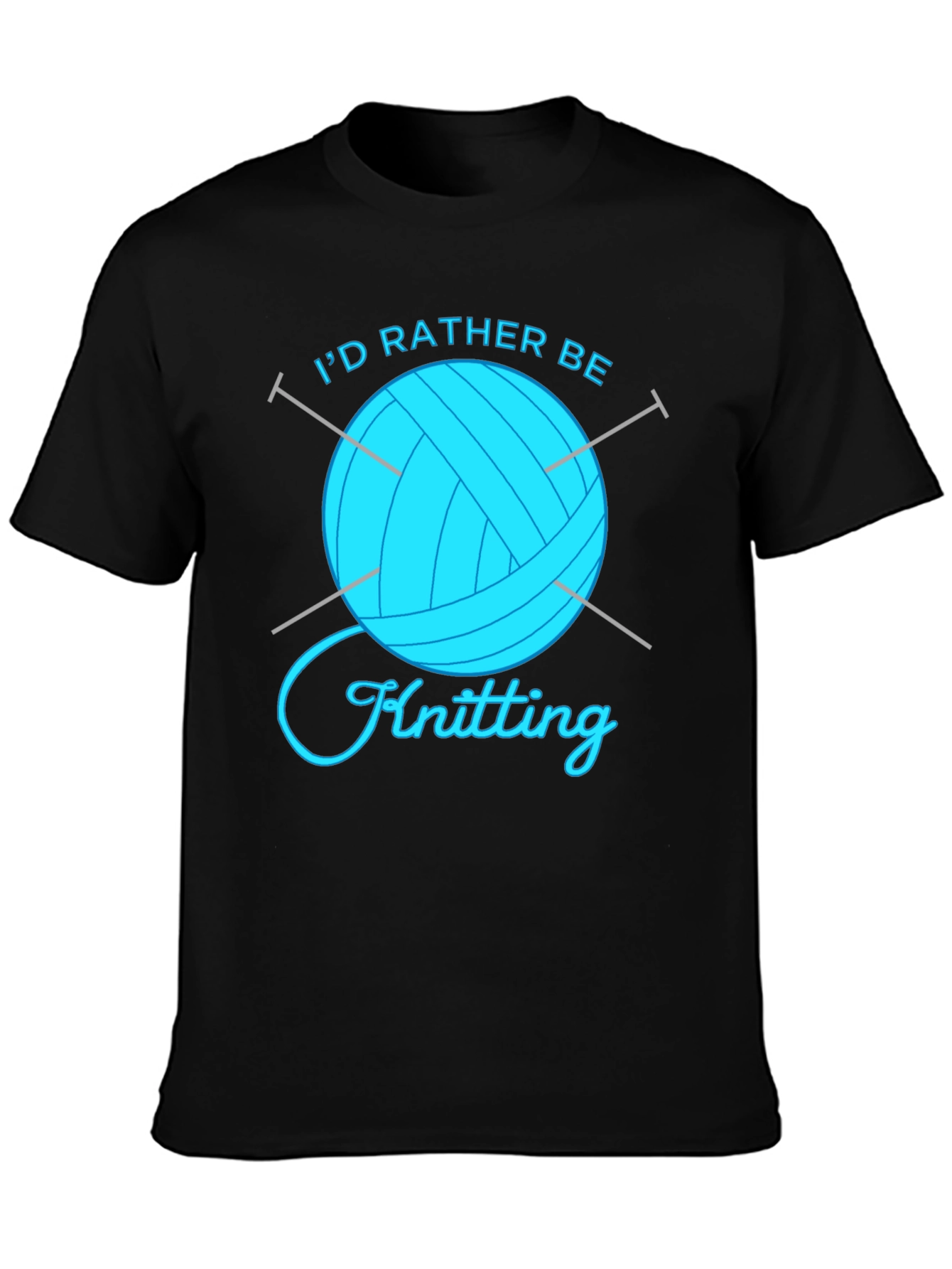 Black I'd Rather Be Knitting Graphic T-Shirt view 3