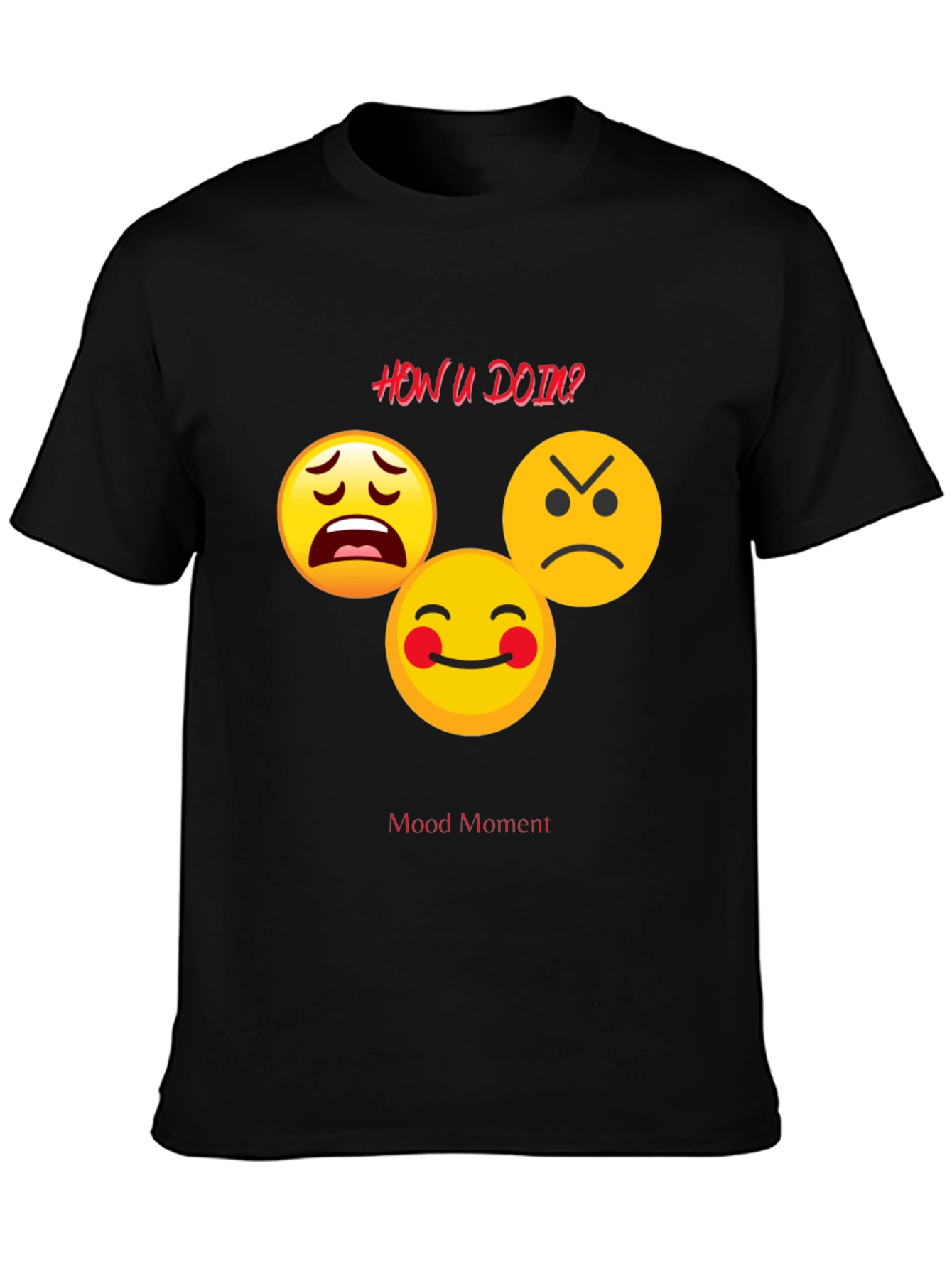 Black Mood Moment Emoji Graphic Black T-Shirt view 3