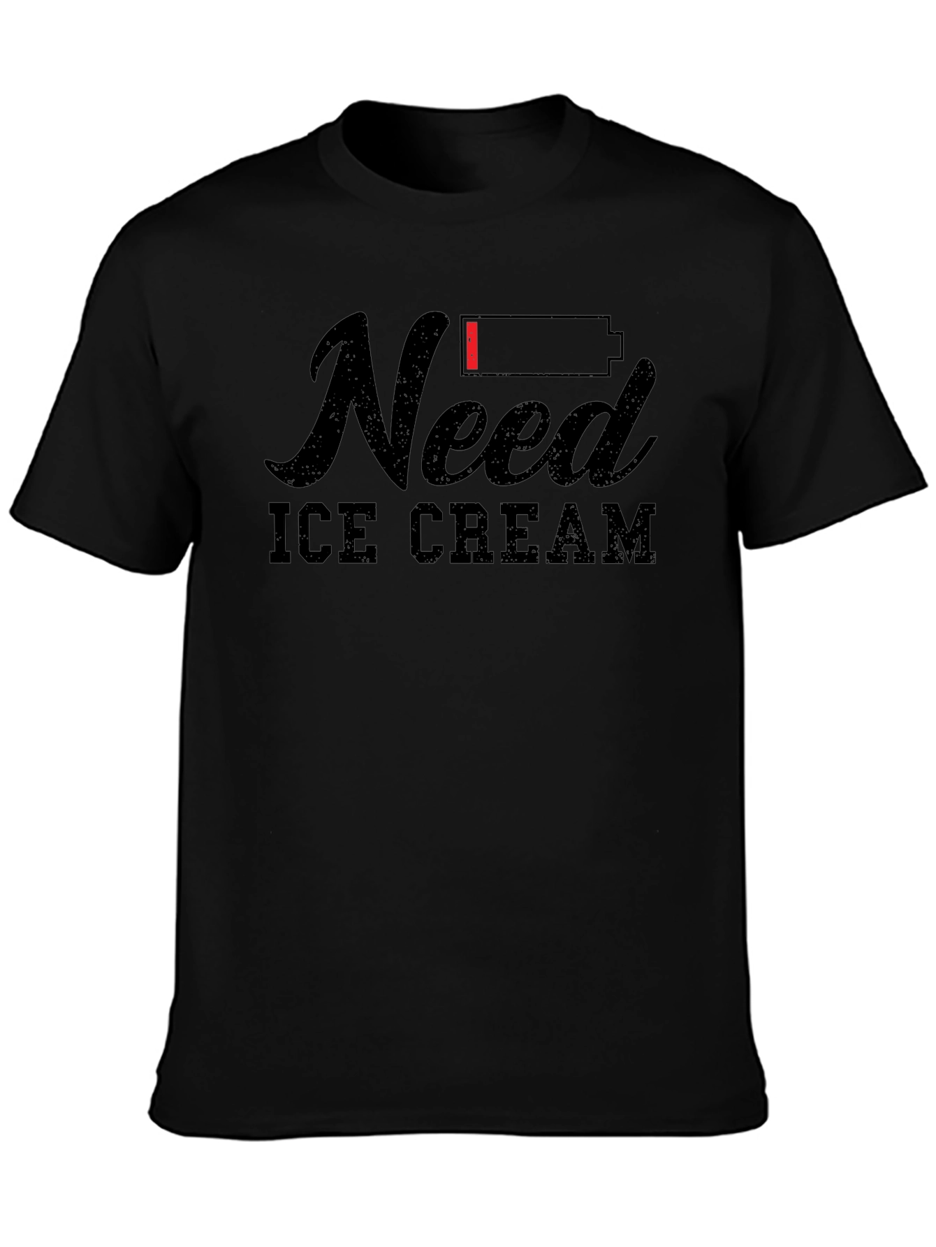 Black Need Ice Cream Funny Graphic T-Shirt view 3