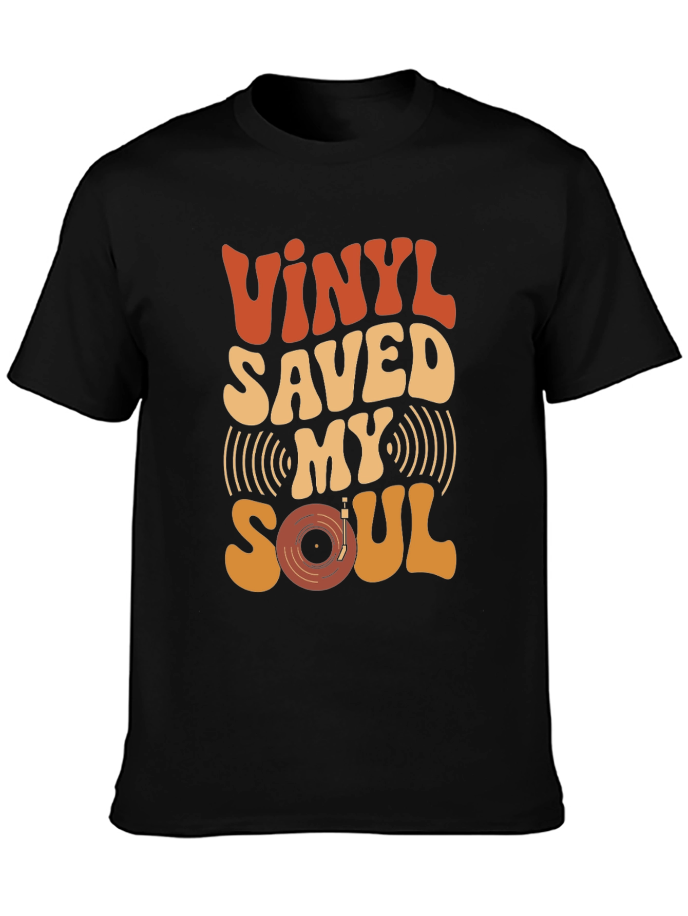 Black Vinyl Saved My Soul Retro Graphic Tee view 3