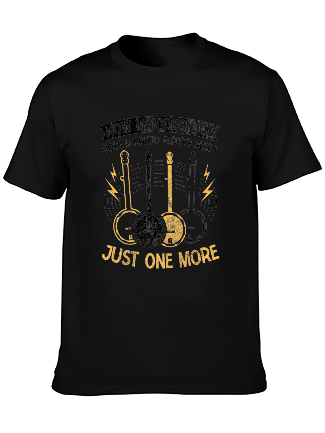 Black Banjo Player T-Shirt - Just One More Banjo view 3