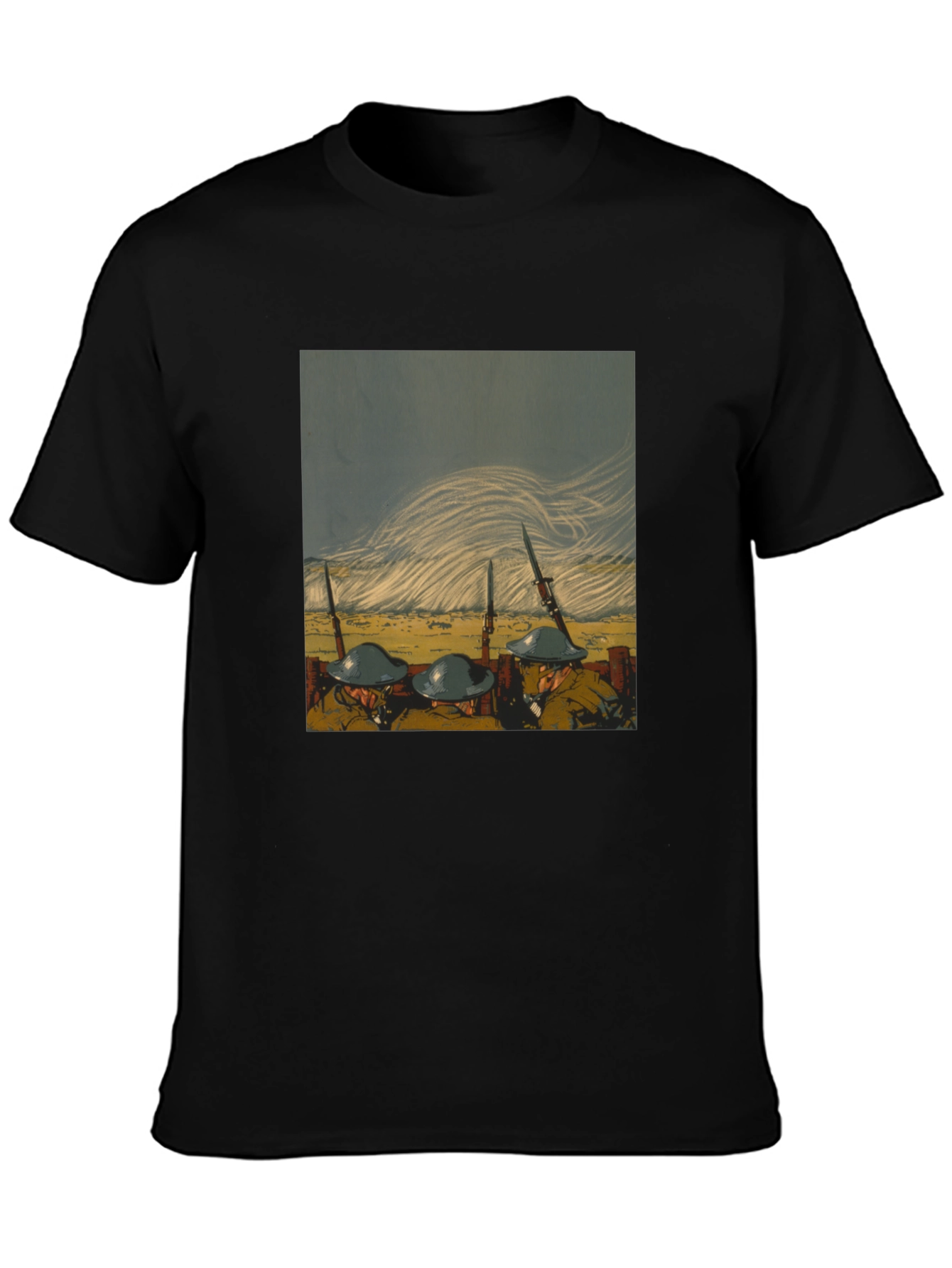 Black Vintage War Art Black T-Shirt view 3